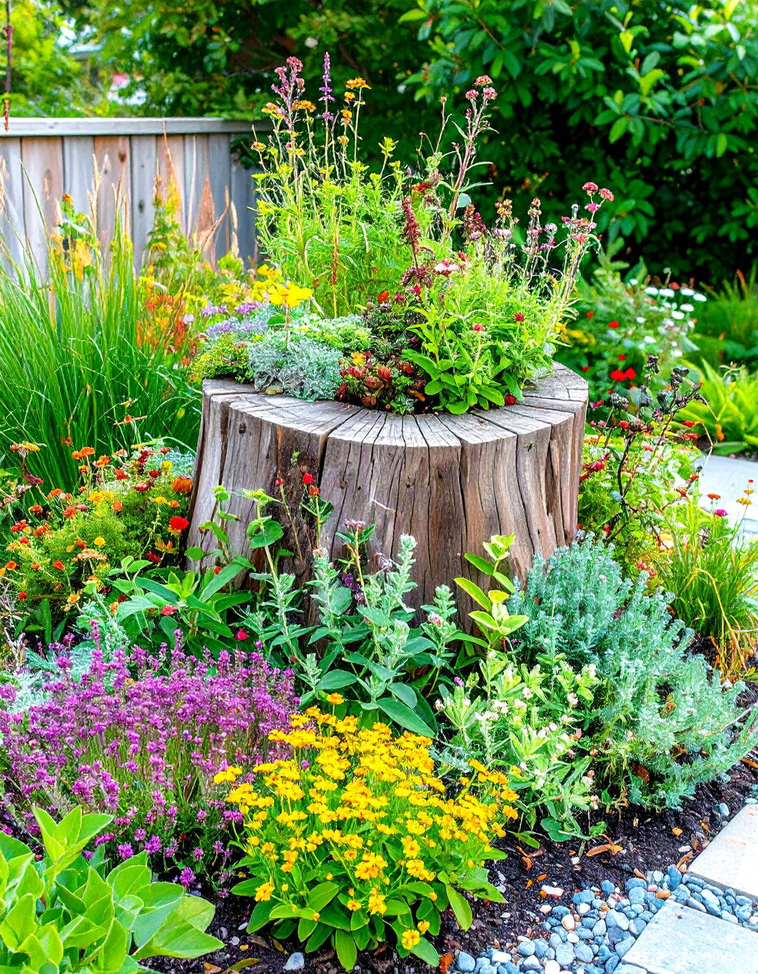 Tree Stump Fairy Garden with Living Roof Systems - 20 Tree Stump Fairy Garden Ideas