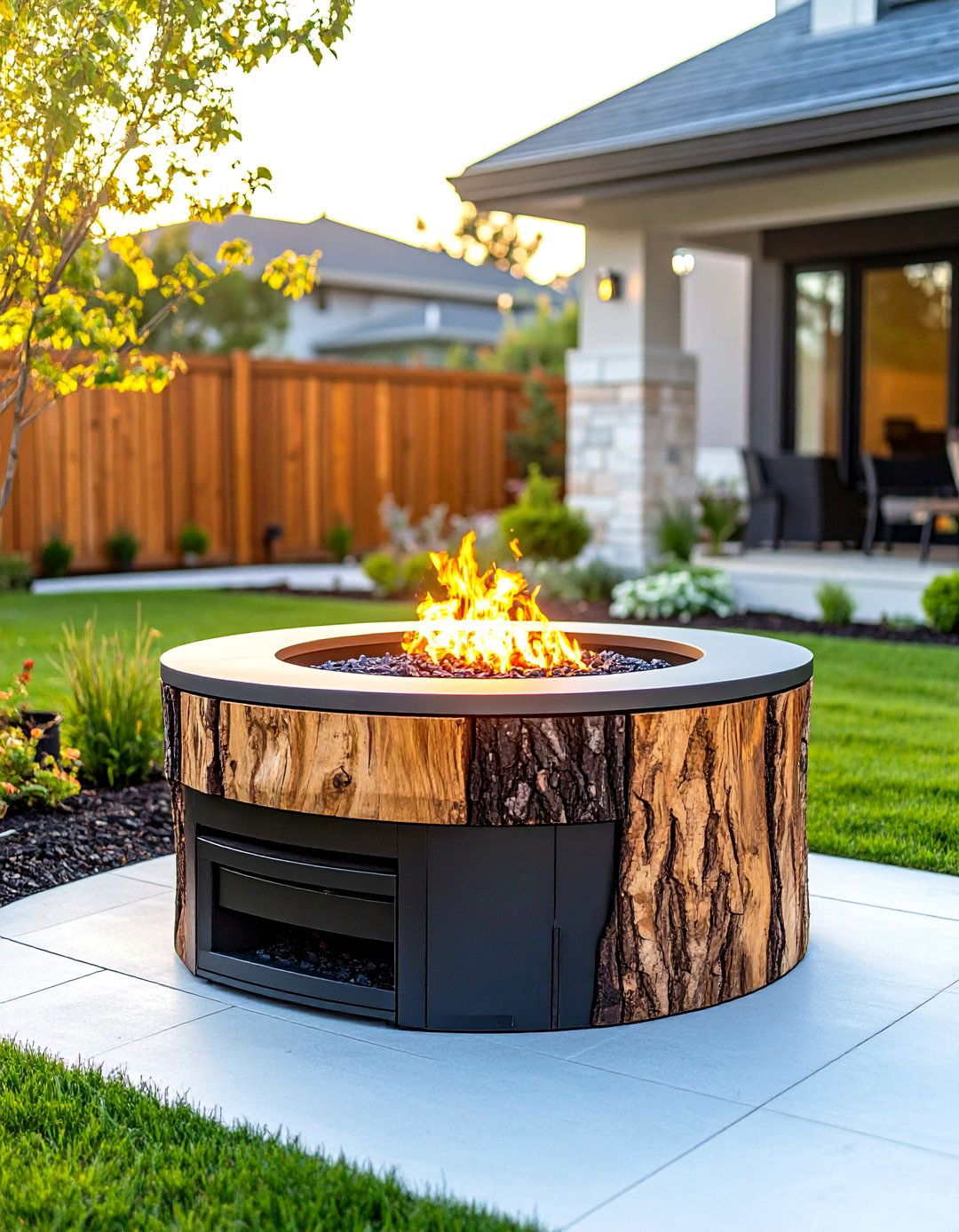 Tree Stump Fire Pit with Ash Management System - 20 Tree Stump Fire Pit Ideas