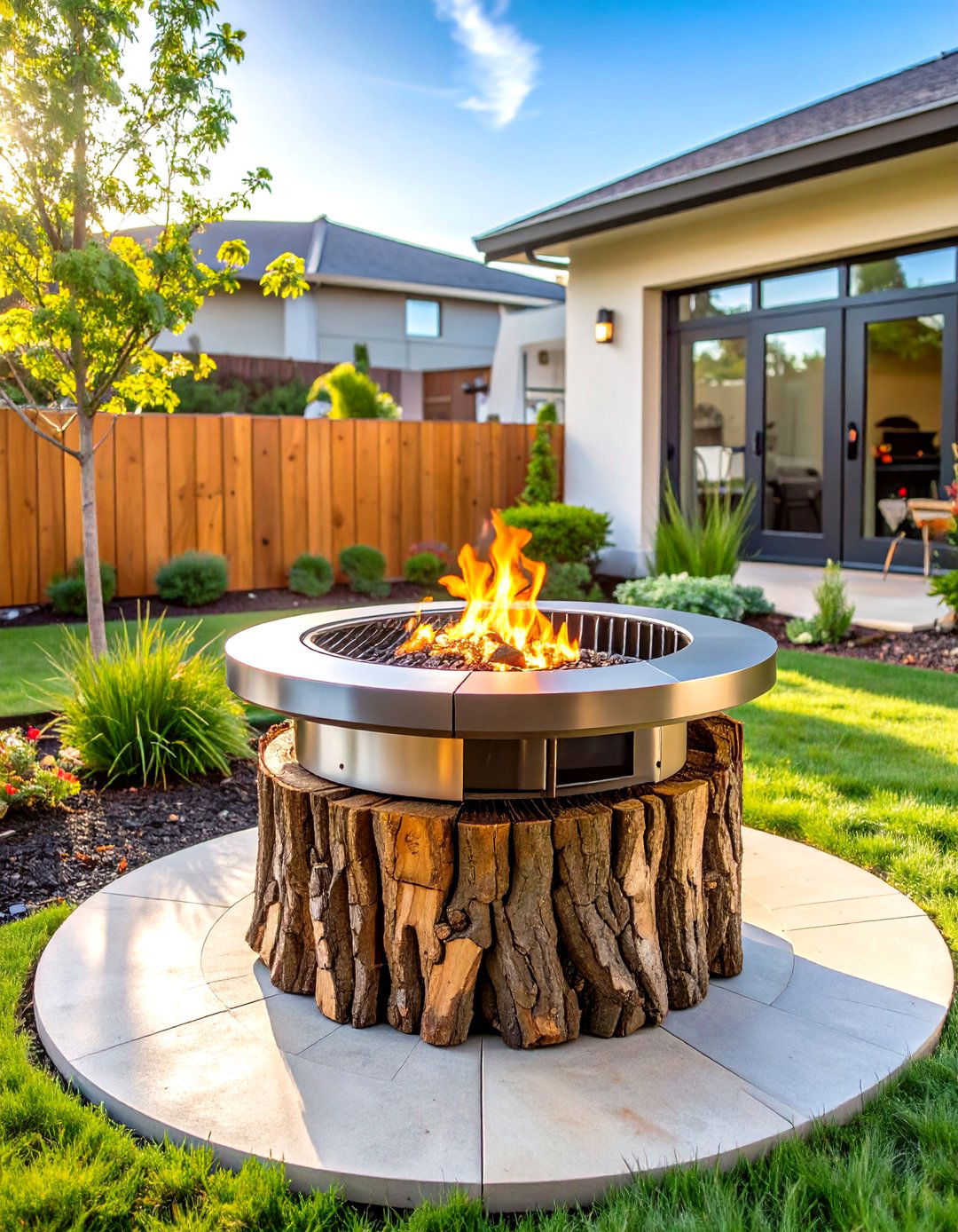 Tree Stump Fire Pit with Cooking Grate System - 20 Tree Stump Fire Pit Ideas