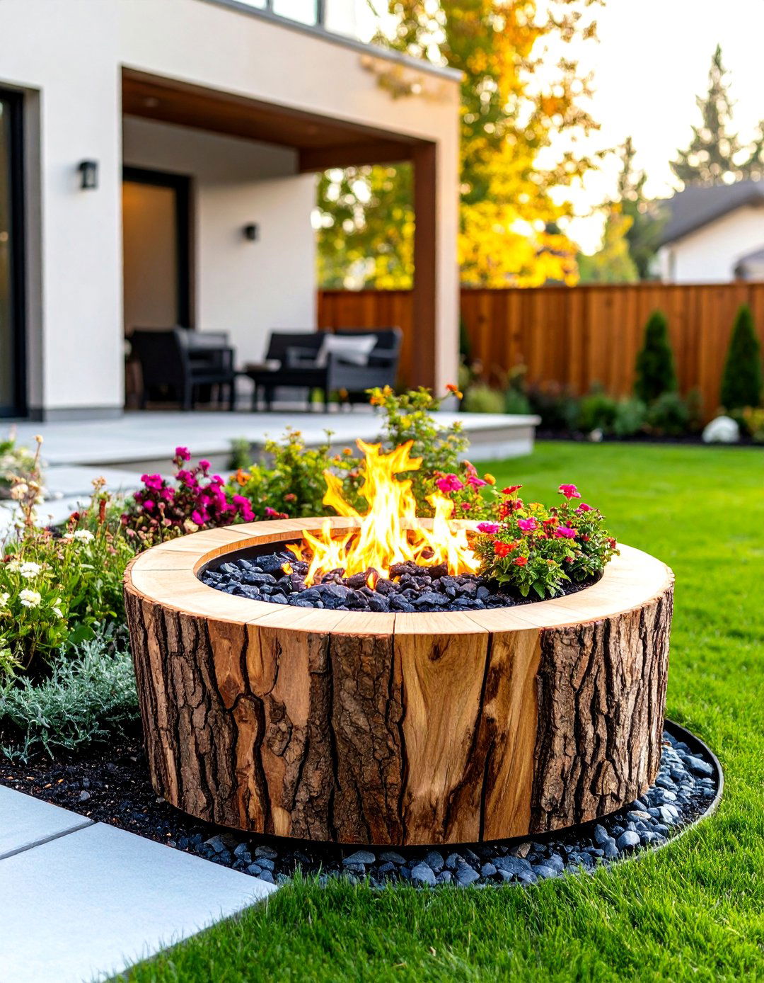 Tree Stump Fire Pit with Seasonal Conversion - 20 Tree Stump Fire Pit Ideas