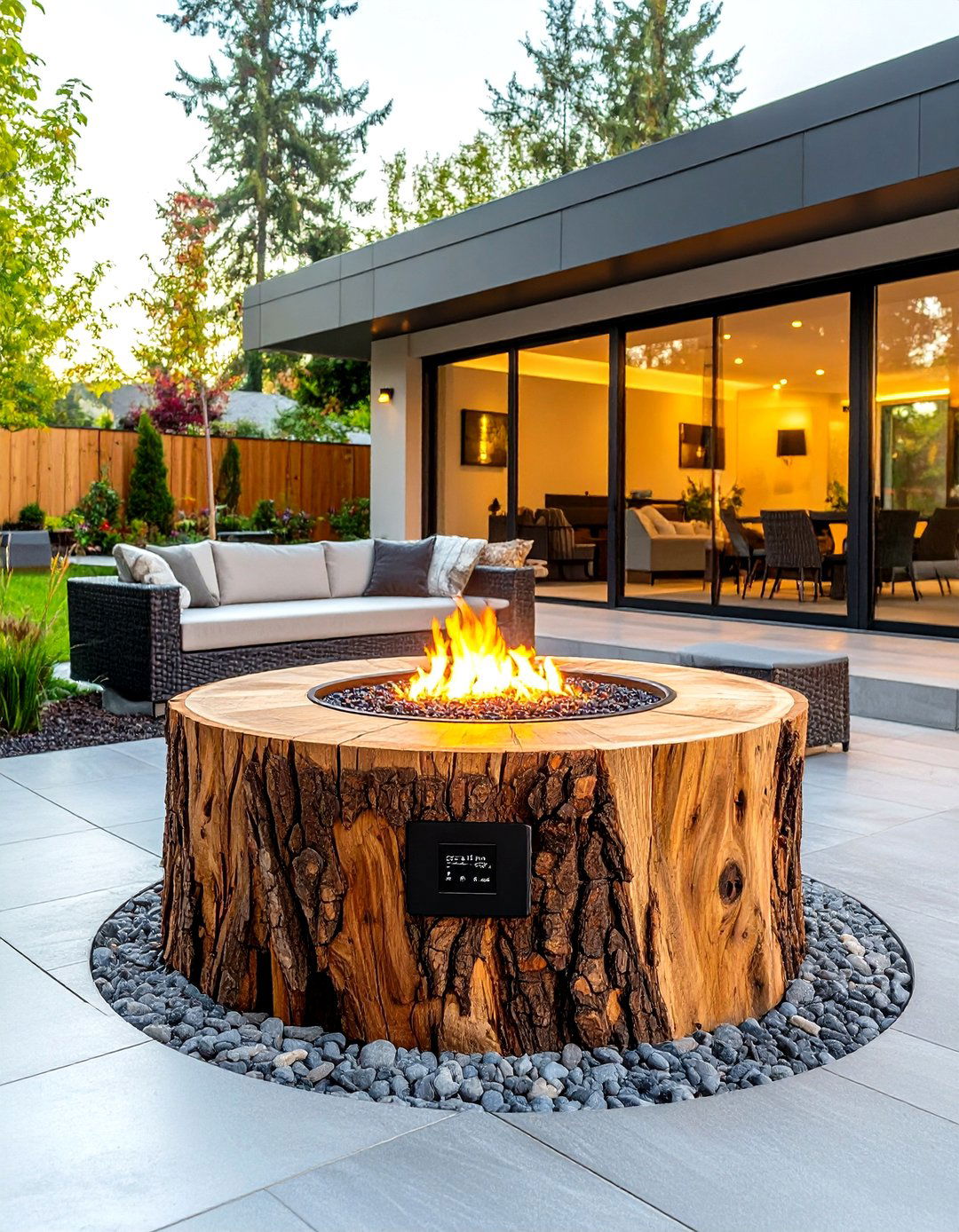 Tree Stump Fire Pit with Smart Technology - 20 Tree Stump Fire Pit Ideas
