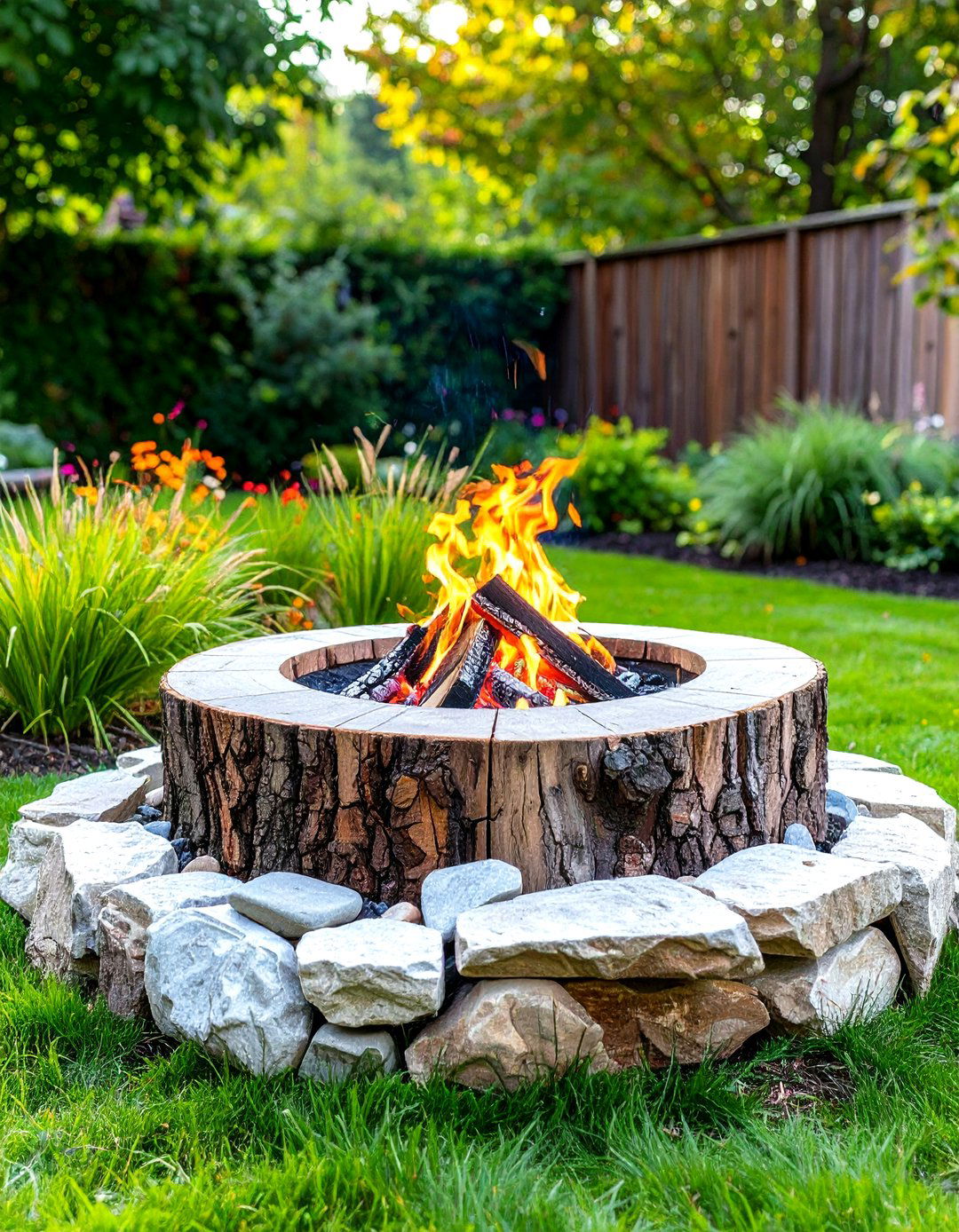 Tree Stump Fire Pit with Wind Protection - 20 Tree Stump Fire Pit Ideas