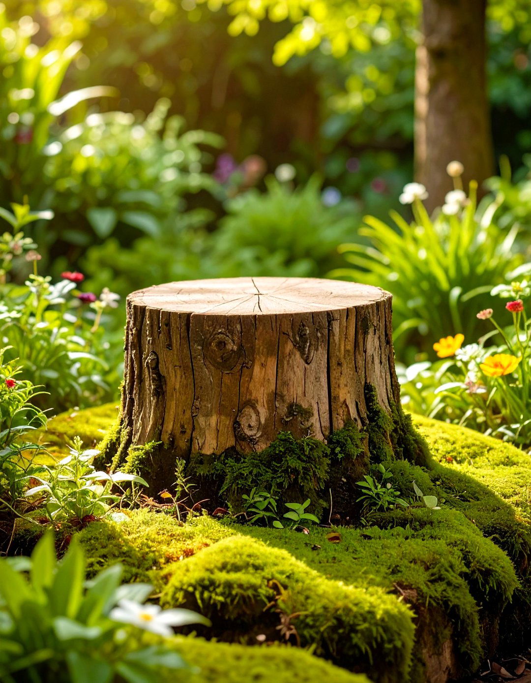 Tree Stump Natural Weathering Beauty - 20 Tree Stump Decorating Ideas