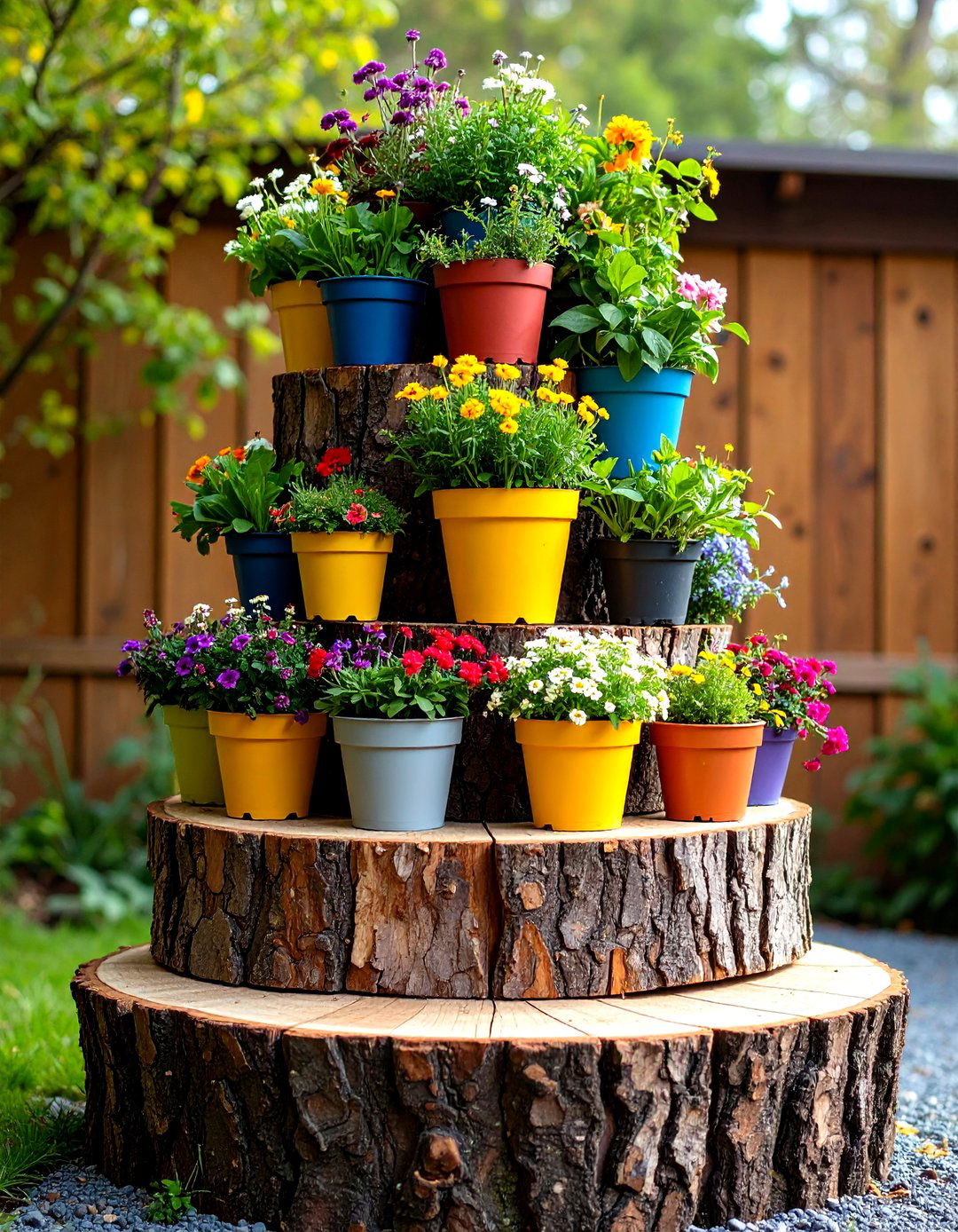 Tree Stump Planter Stand Elevation - 20 Tree Stump Decorating Ideas