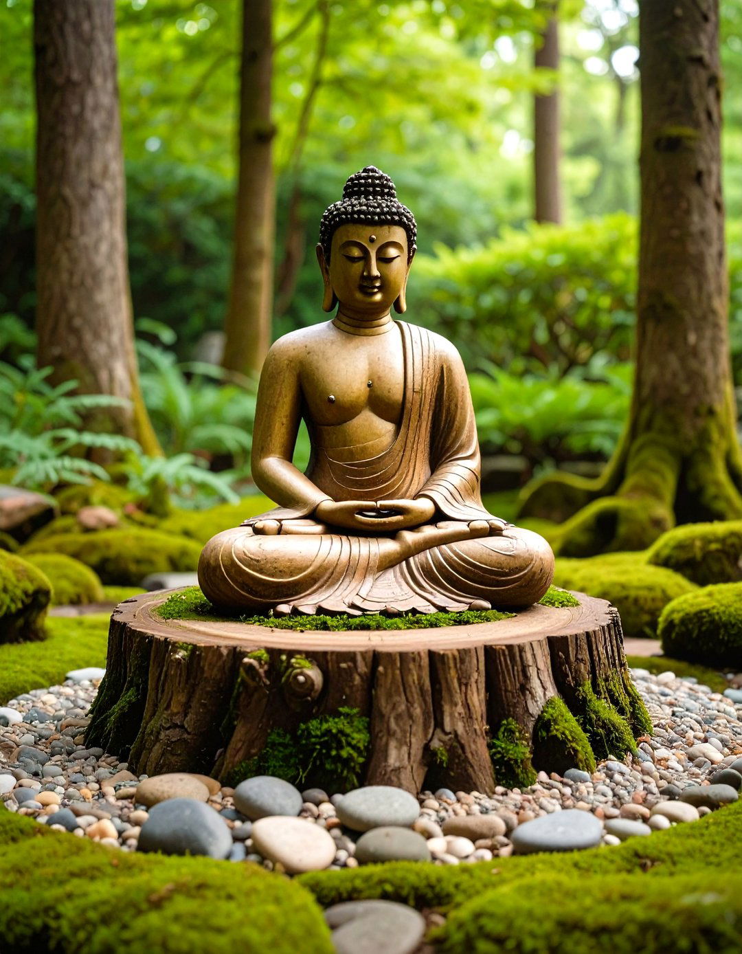 Tree Stump Zen Garden Meditation - 20 Tree Stump Decorating Ideas