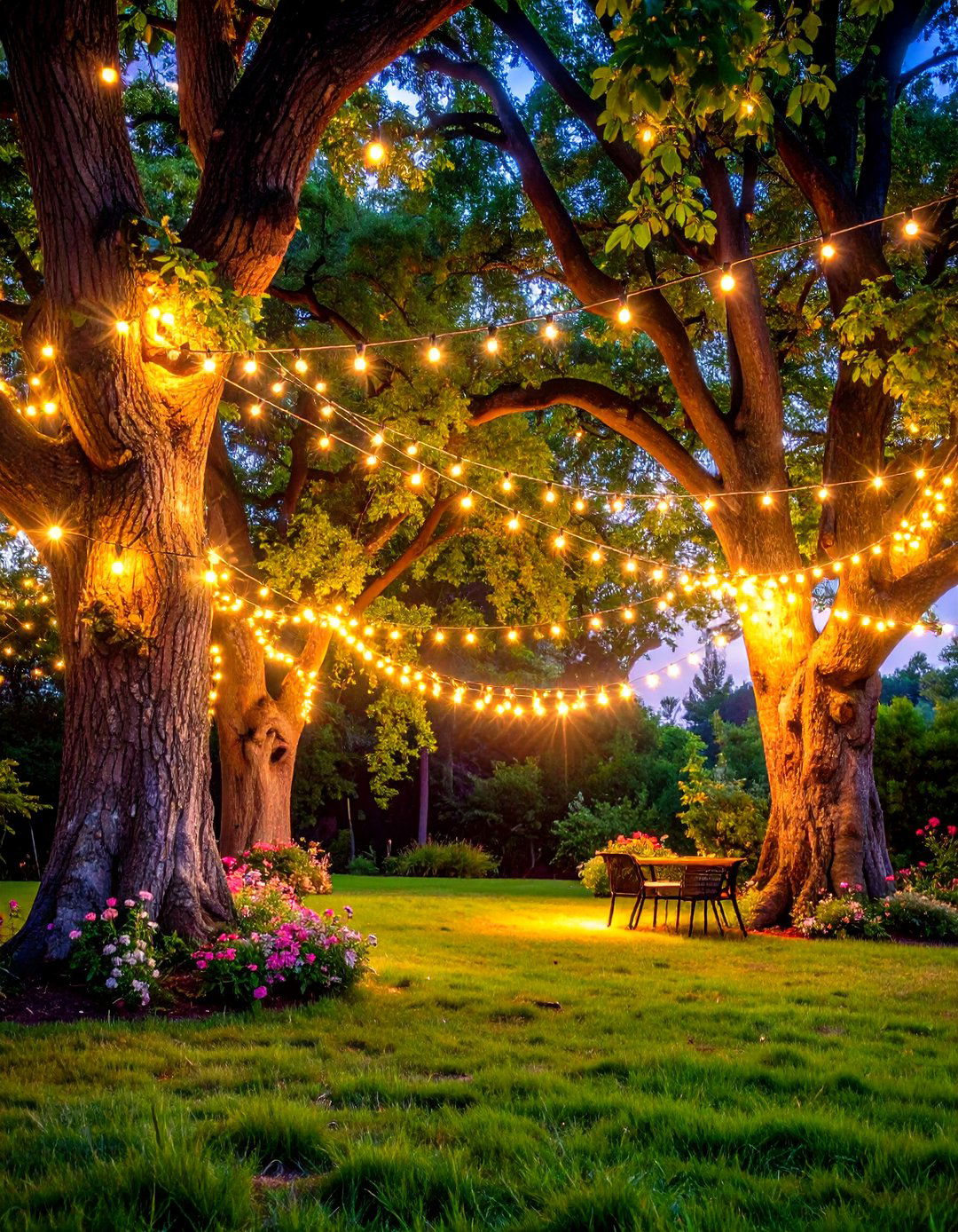 Tree Wrapped Patio String Light Natural Forest Ambiance - 20 Patio String Light Ideas