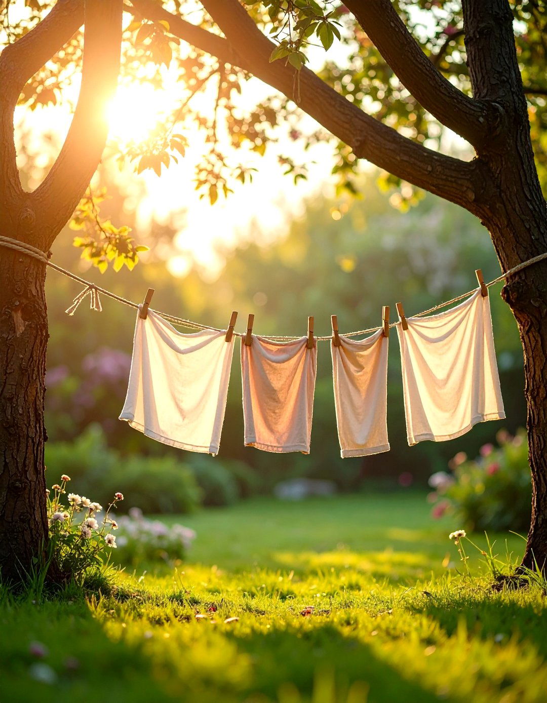 Tree to Tree Natural Outdoor Clothesline - 20 Outdoor Clothesline Ideas