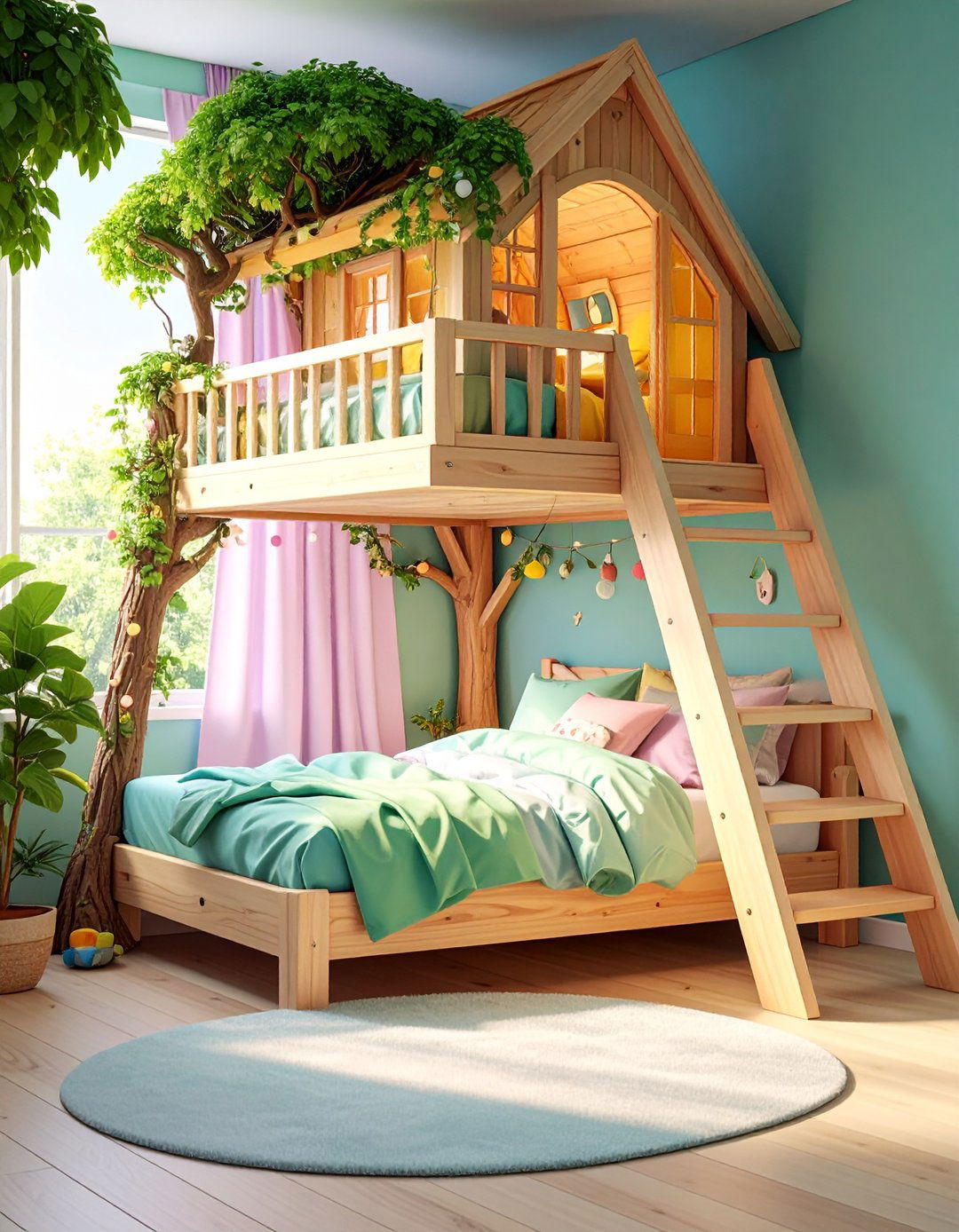 Treehouse Loft Beds Encourage Elevated Adventure in a Fairy themed Bedroom - 20 Fairy-themed Bedroom Ideas