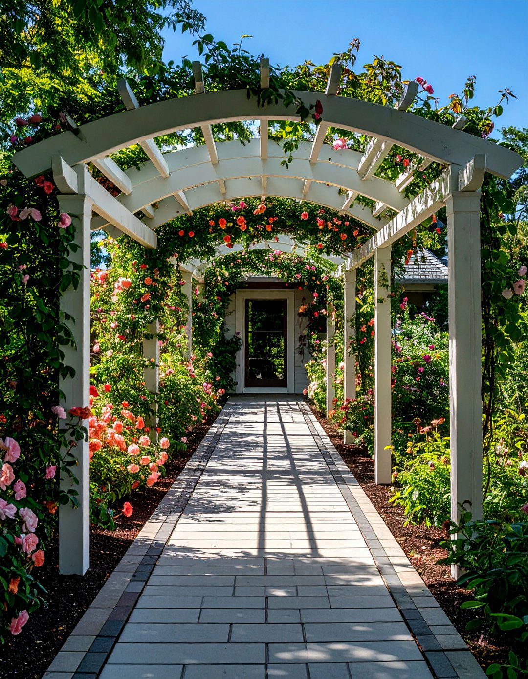 Trellis Arched Walkway Leading to the Porch - 20 Front Walkway Ideas