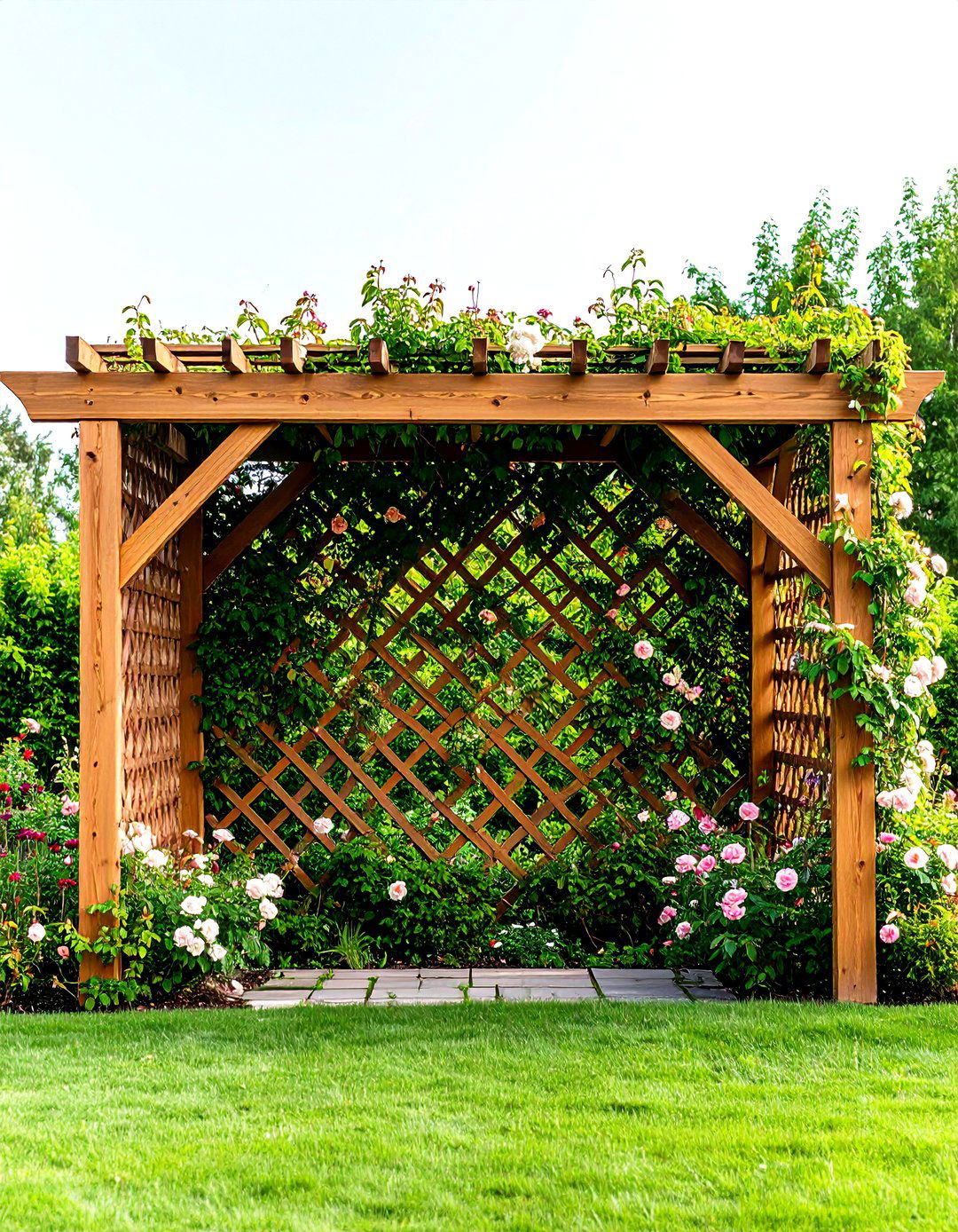 Trellis Garden Divider with Climbing Plants - 20 Garden Divider Ideas