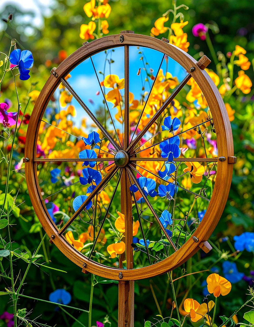 Trellis Garden Mirror Supports Climbers and Views - 20 Garden Mirror Ideas