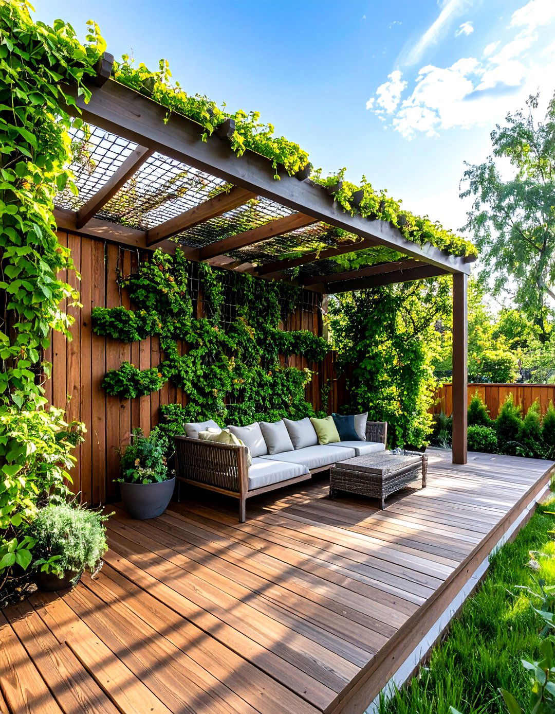 Trellis Privacy Wall Supporting Climbing Vines - 20 Deck With Privacy Wall