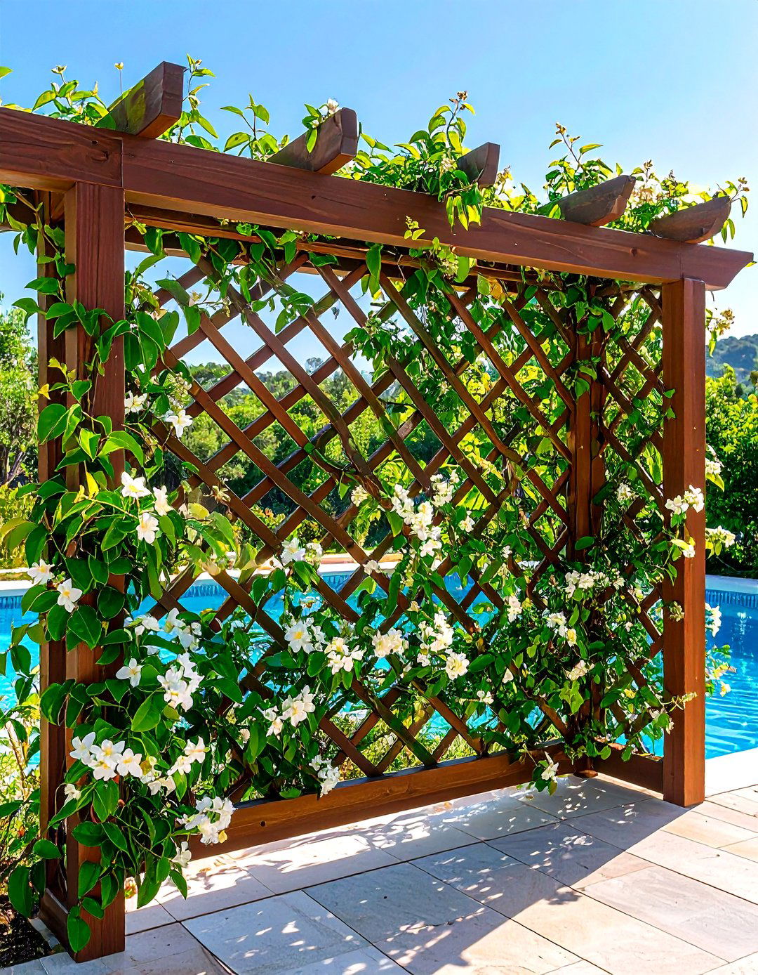 Trellis with Climbing Vines - 20 Pool Privacy Ideas