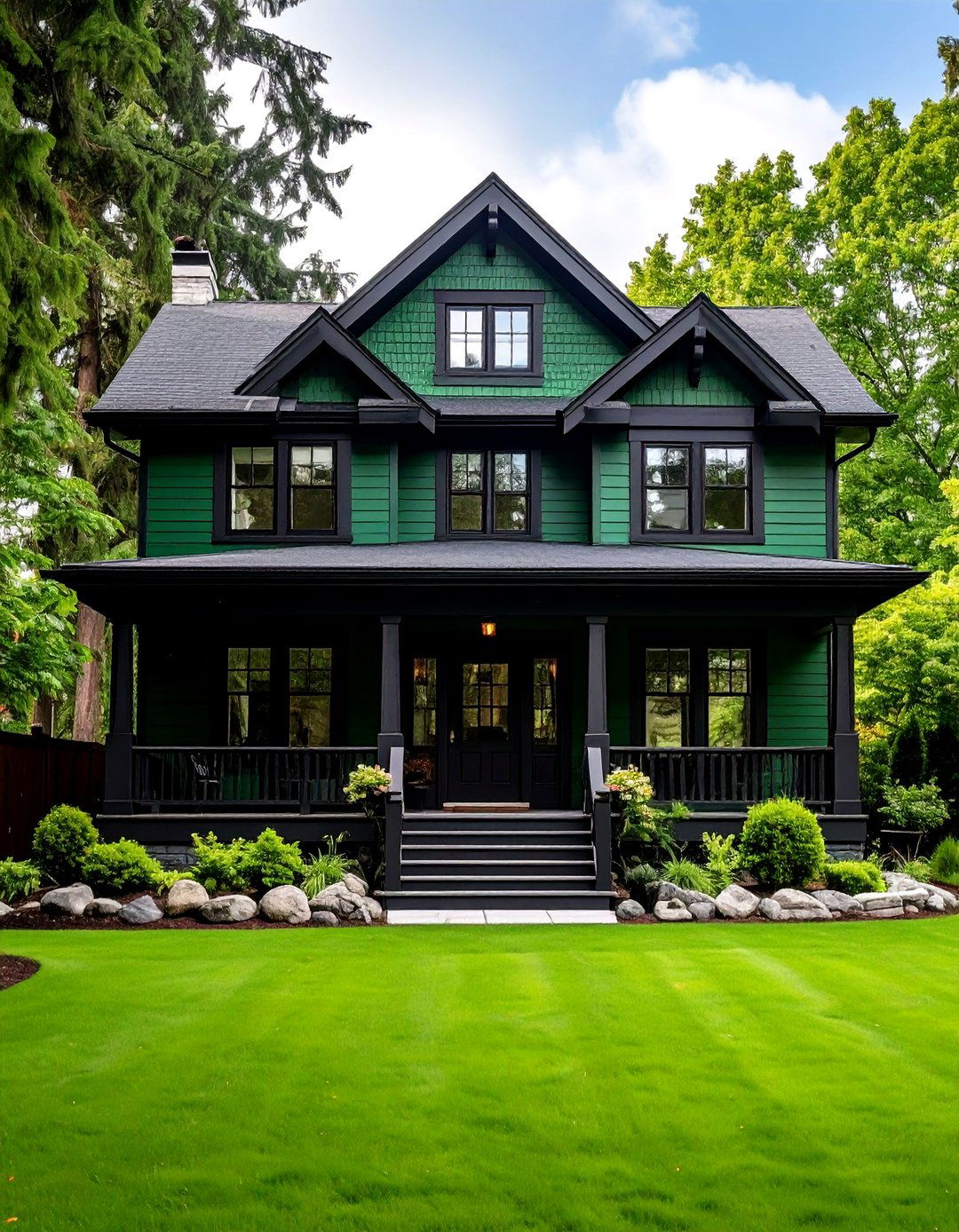Trend Driven Forest Green Facade for Instant Curb Appeal - 20 Forest Green House With Black Trim