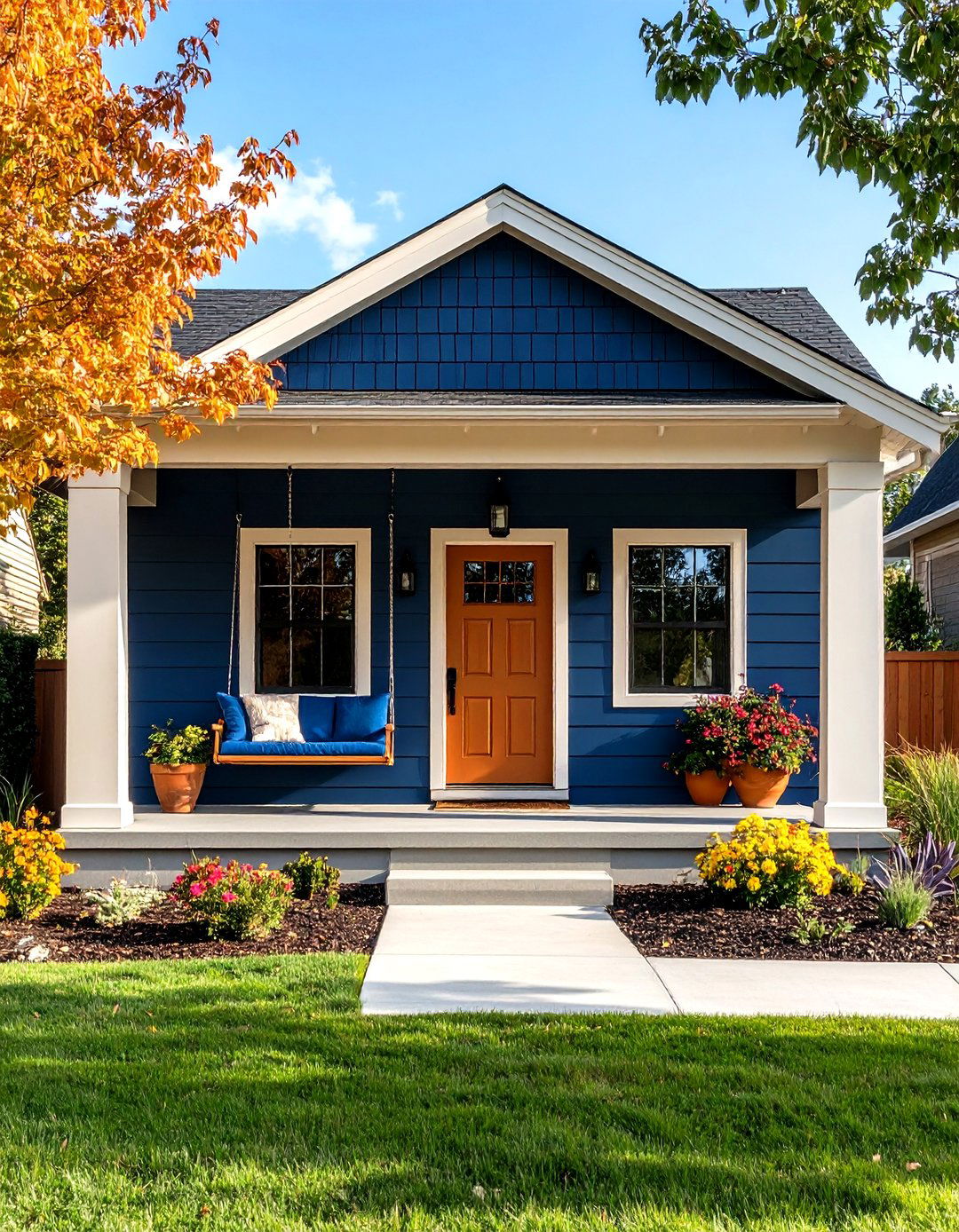 Triadic Accent Play for Bold Personalization - 20 Home Designs Using Natural Clay Siding Colors