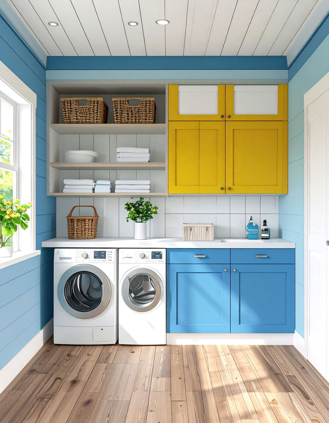 Trim Framed Shiplap Panels - 20 Shiplap Laundry Room Ideas