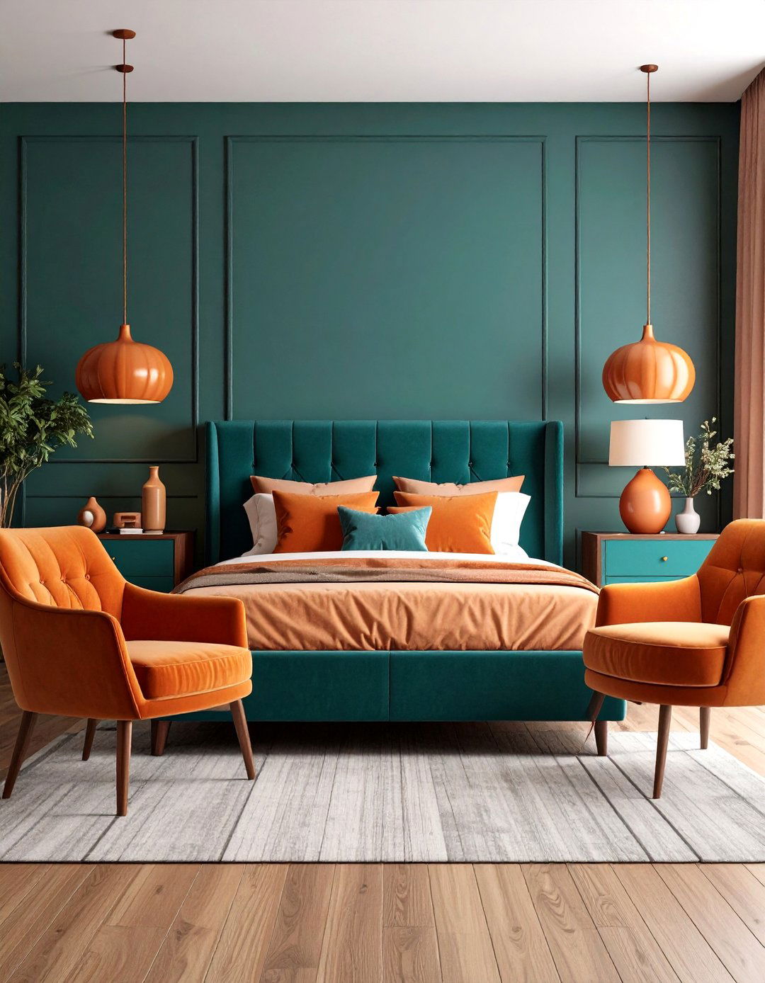 Tropical Accents to Brighten the Space - 20 Teal and Orange Bedroom Ideas