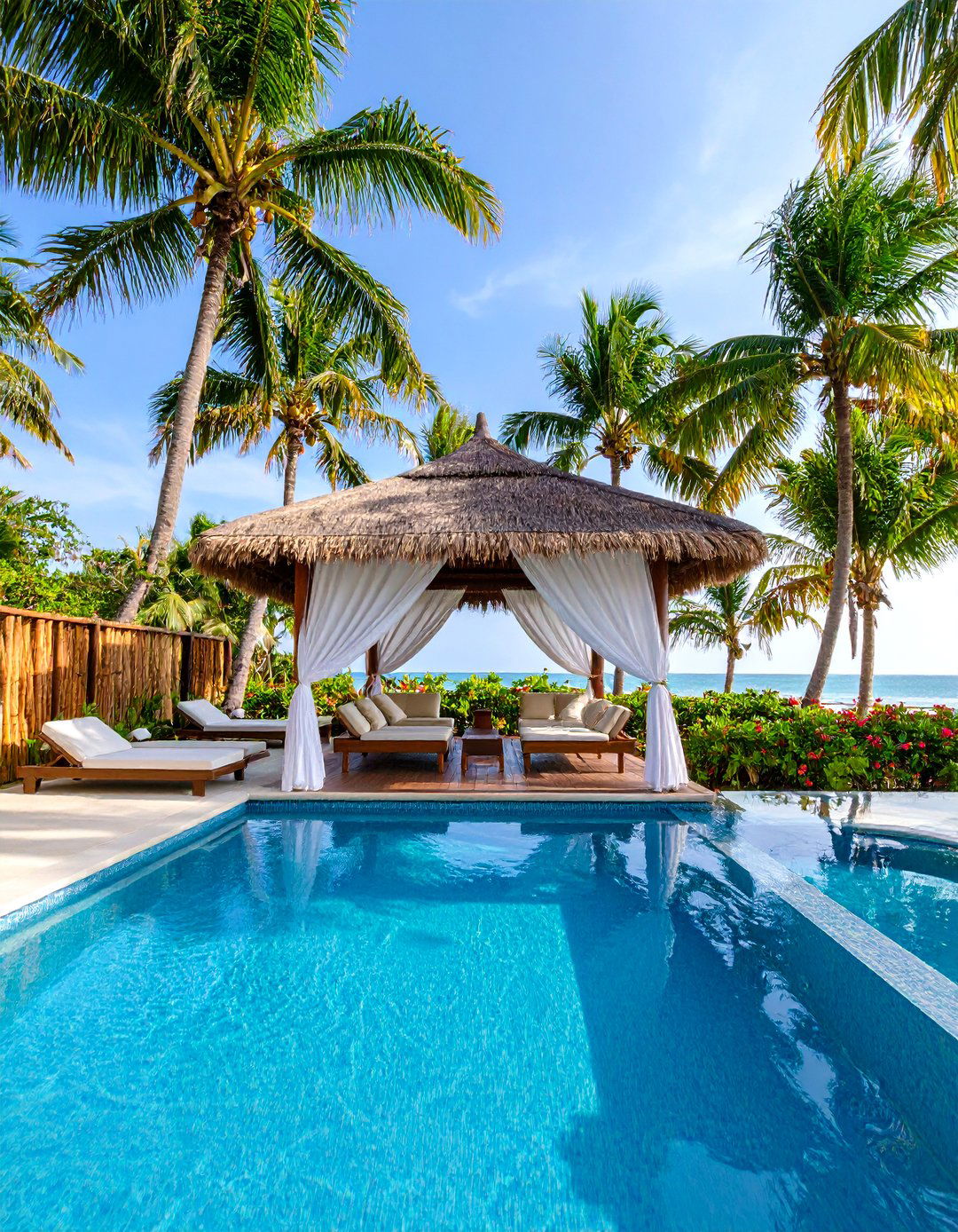 Tropical Backyard Cabana Pool Resort - 20 Tropical Backyard Ideas