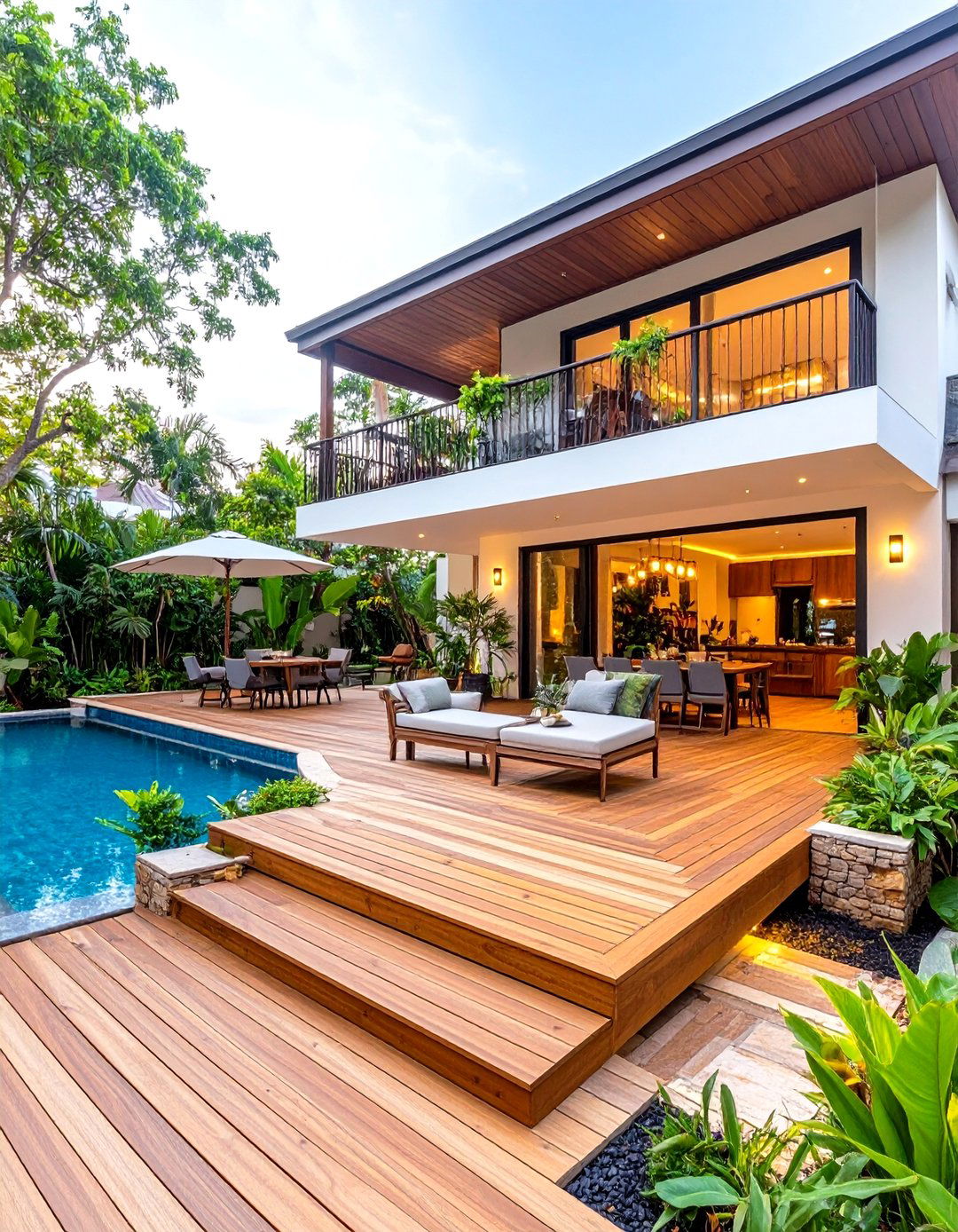 Tropical Backyard Multi Level Deck Paradise - 20 Tropical Backyard Ideas