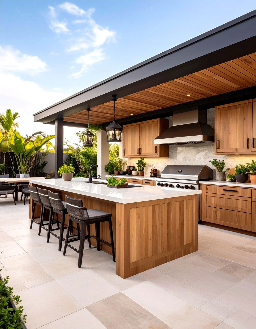 Tropical Backyard Outdoor Kitchen Island - 20 Tropical Backyard Ideas