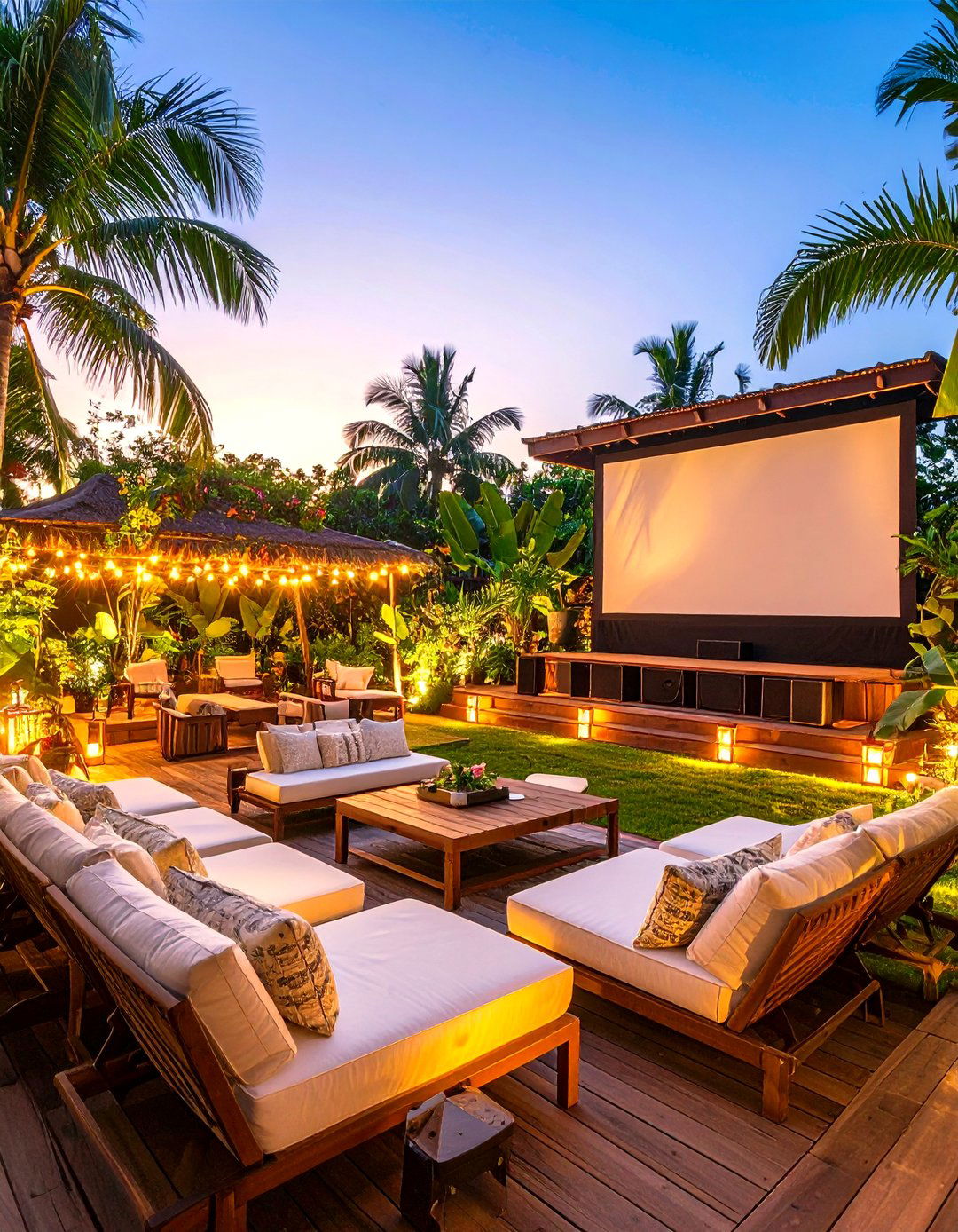 Tropical Backyard Outdoor Theater Paradise - 20 Tropical Backyard Ideas