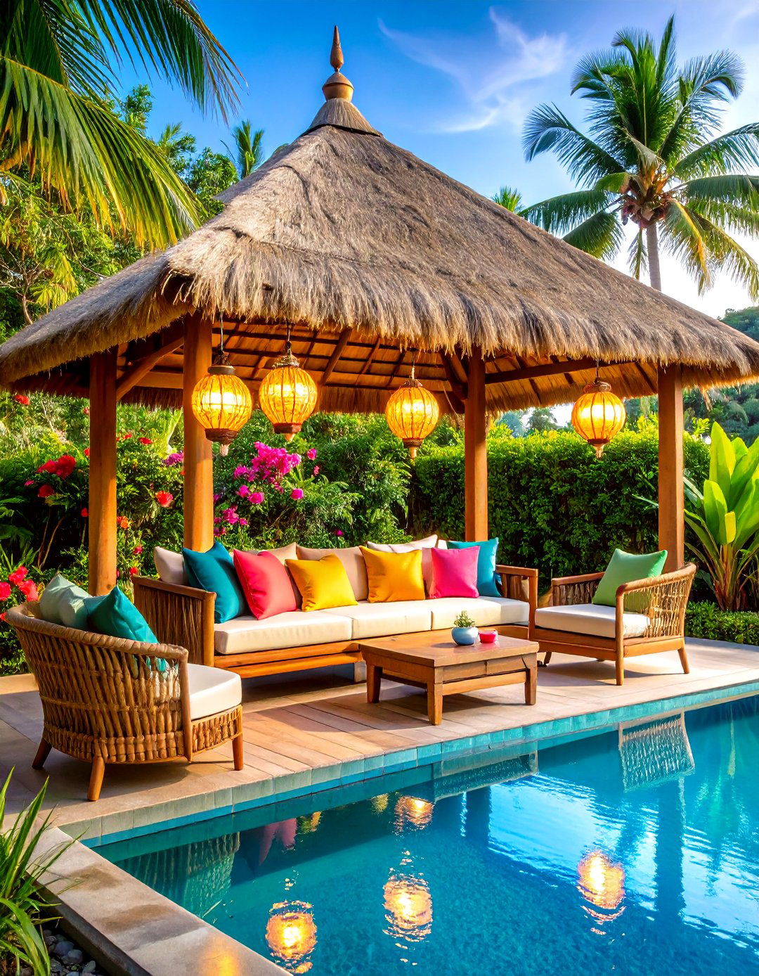 Tropical Bali Bamboo Pool Gazebo - 20 Pool Gazebo Ideas