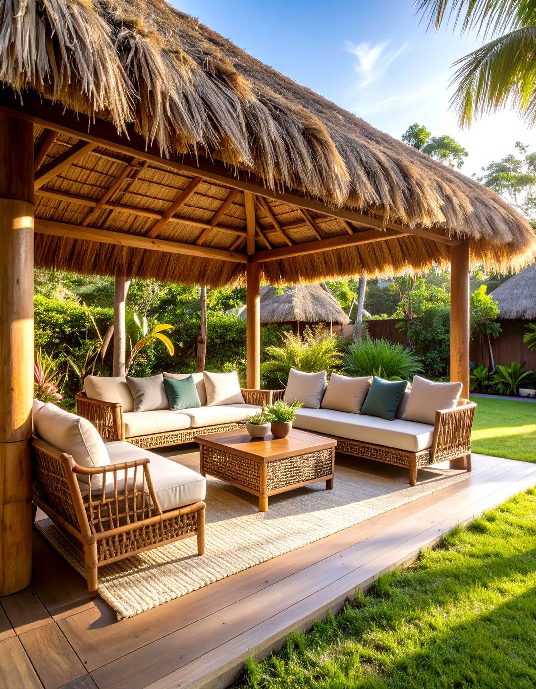 Tropical Bamboo Thatch Deck Roof - 20 Deck Roof Ideas