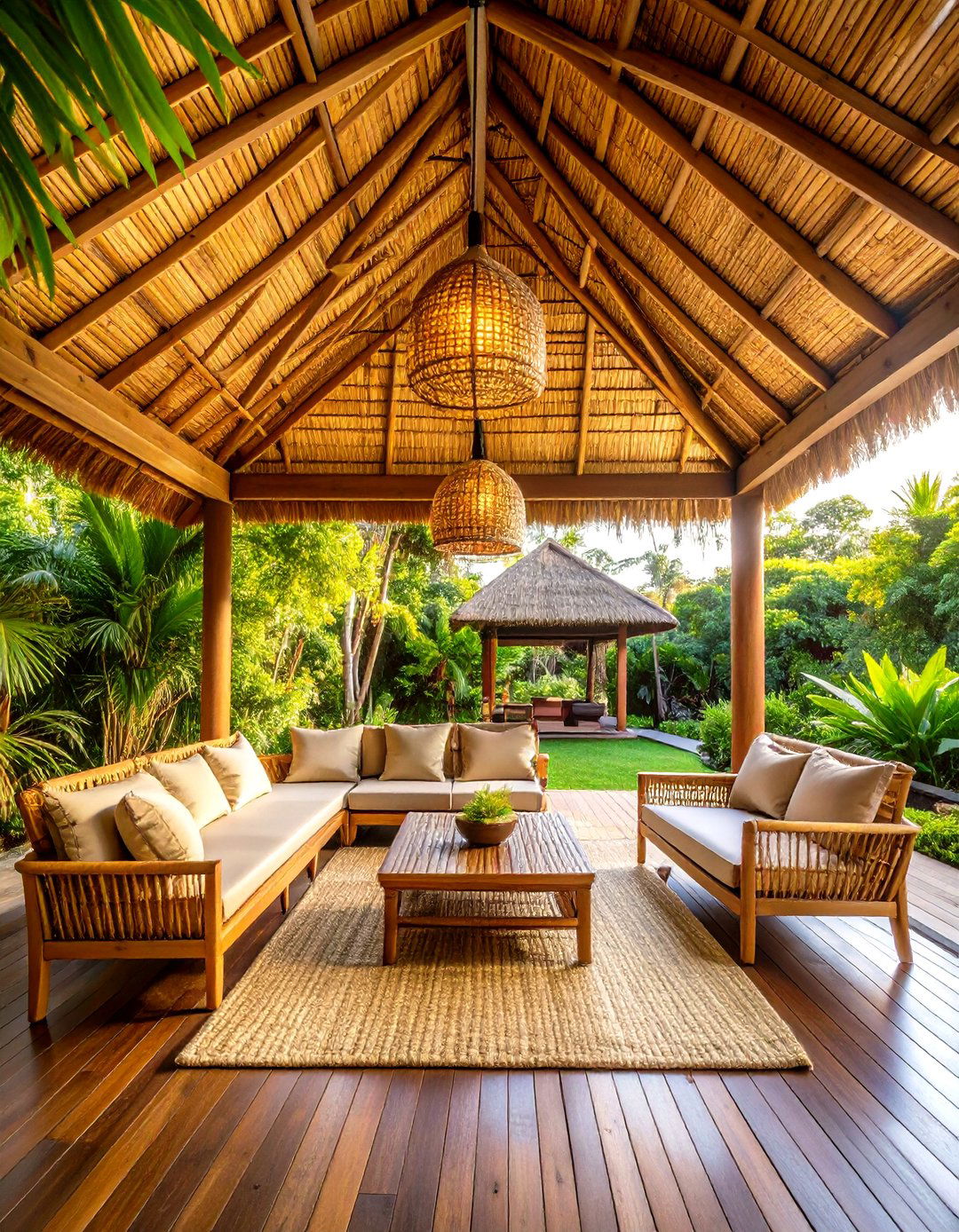 Tropical Bamboo Weave Patio Ceiling - 20 patio ceiling ideas