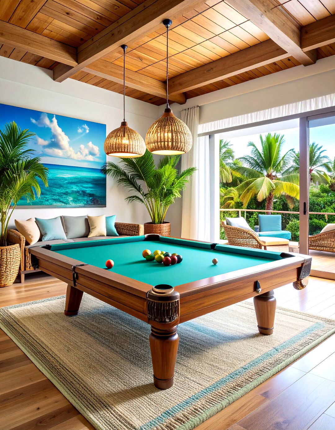 Tropical Beach Pool Table Room - 20 Pool Table Room Ideas