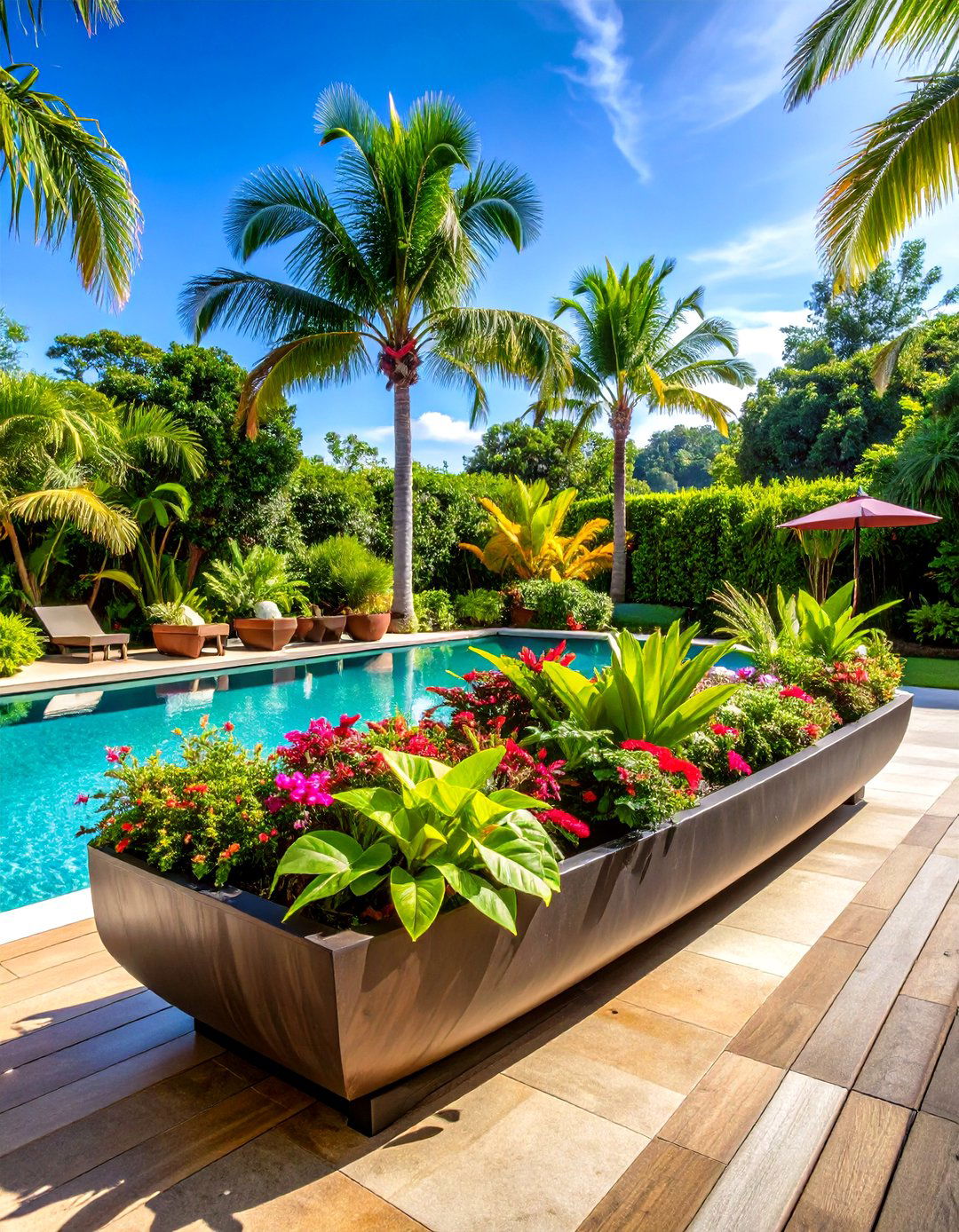 Tropical Container Planters - 20 Pool Decor Ideas