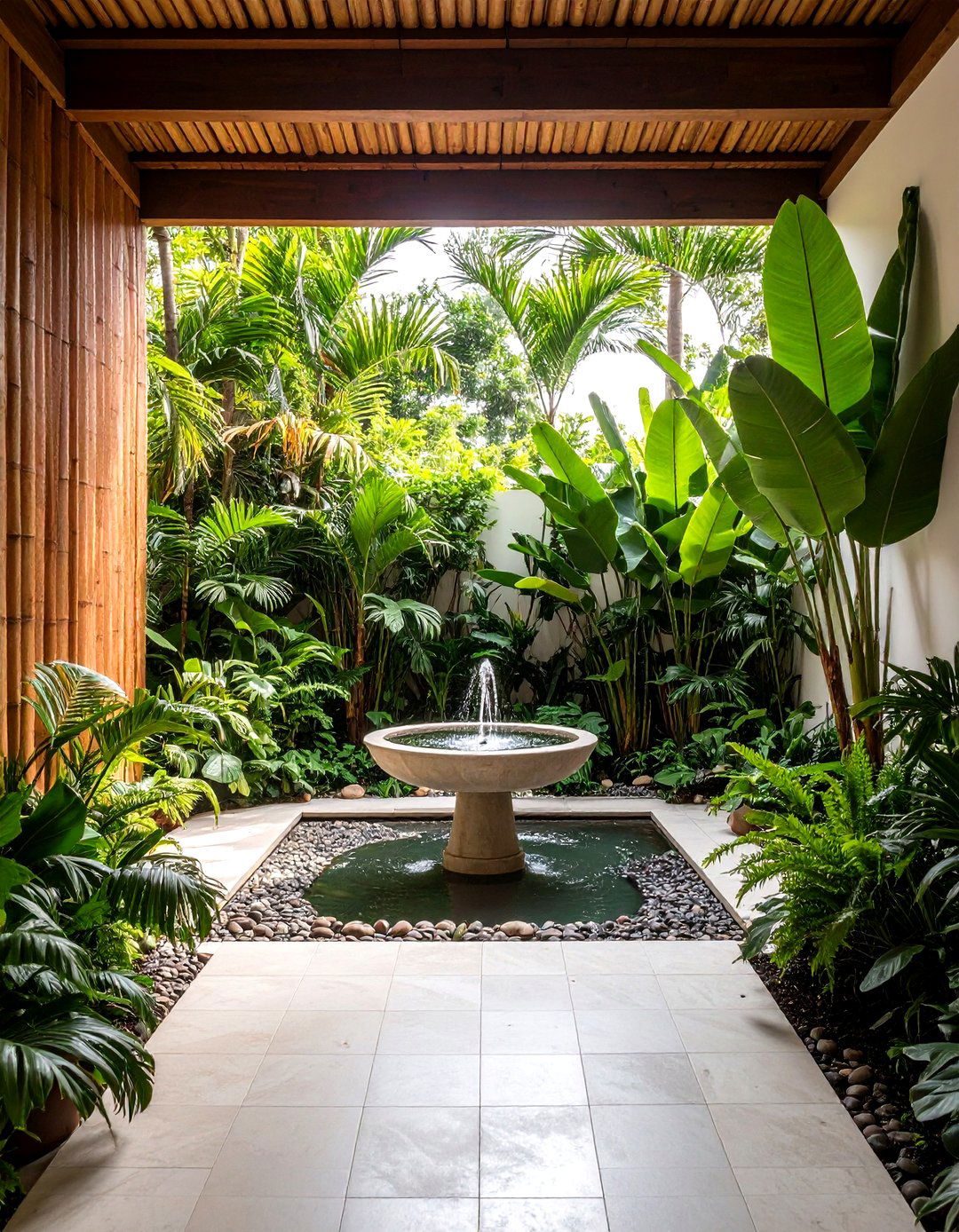 Tropical Corner Garden with Lush Foliage - 20 Corner Garden Ideas