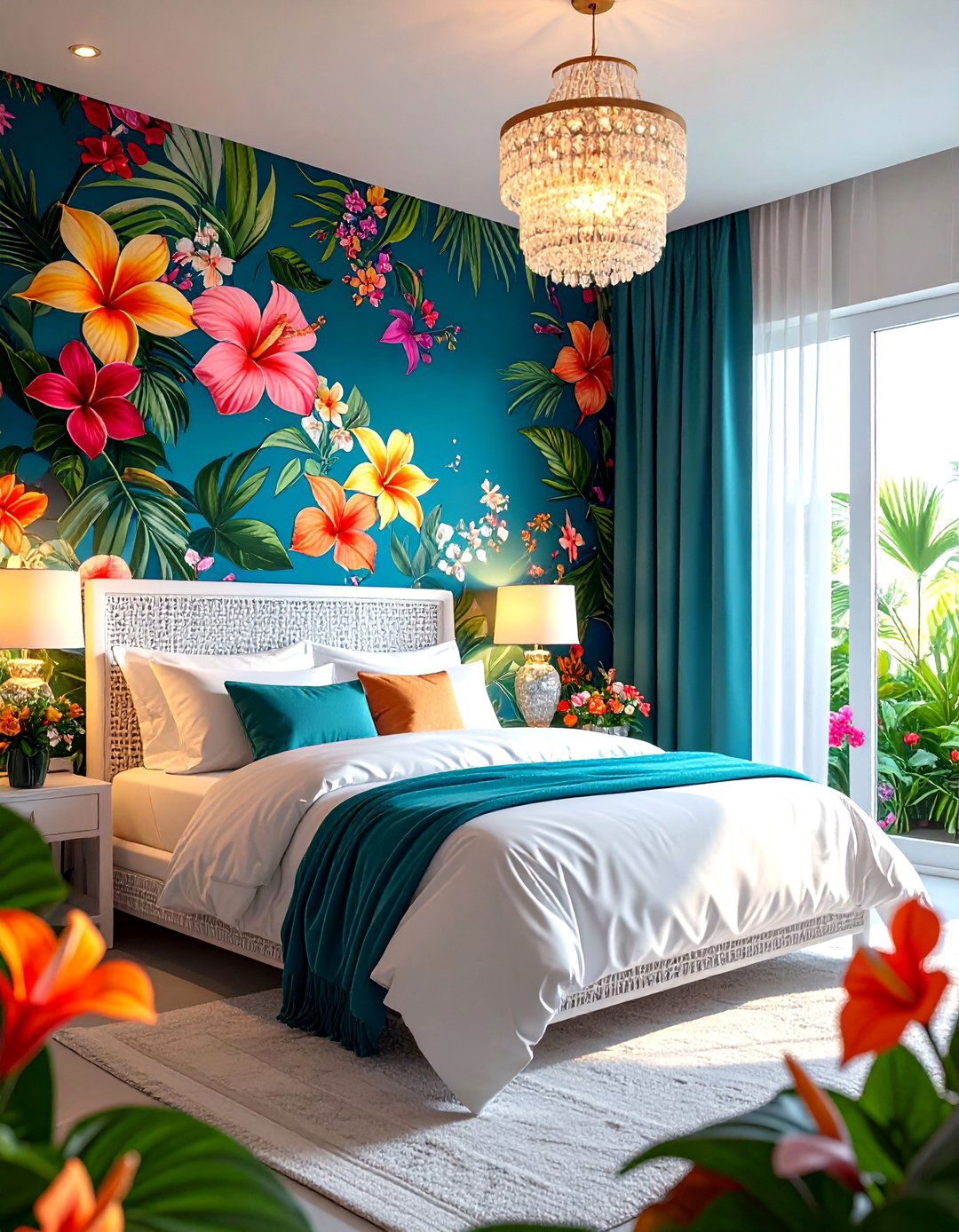 Tropical Flower Paradise Jungle Themed Bedroom - 20 Jungle-themed Bedroom Ideas