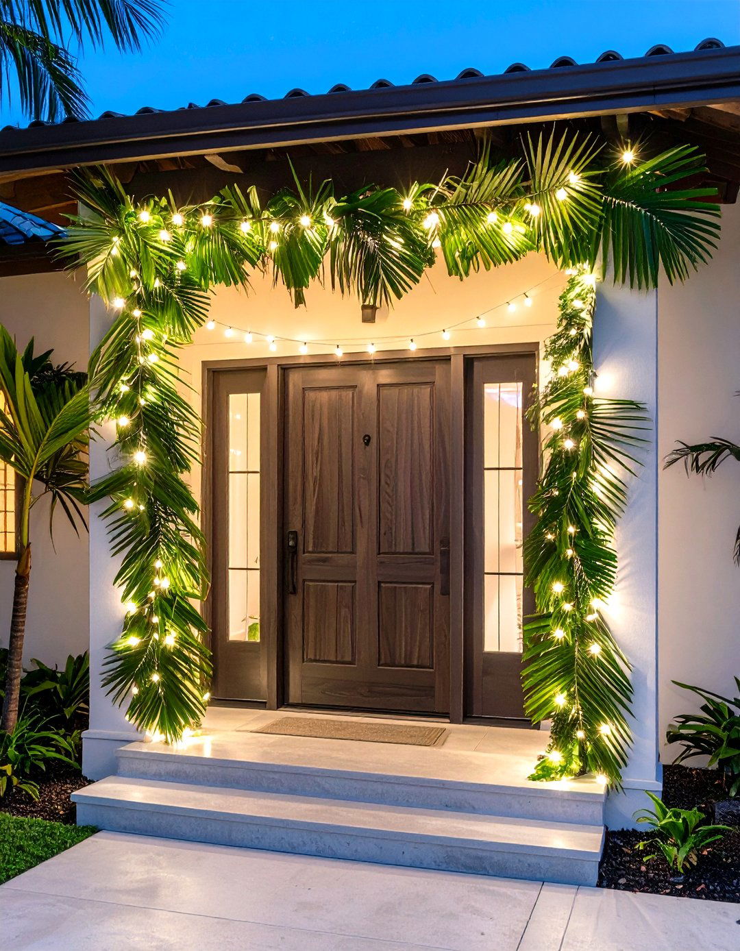 Tropical Leaf Garlands - 20 Summer Front Door Decor Ideas