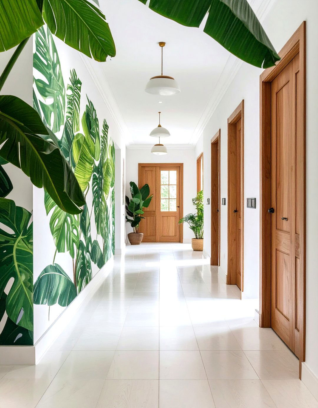 Tropical Leaf Hallway Wallpaper to Energize Entryways - 20 Hallway Wallpaper Ideas
