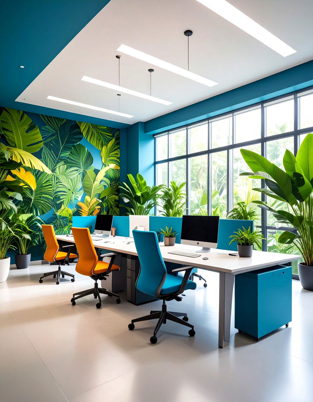Tropical Leaf Office Wallpaper - 20 Office Wallpaper Ideas