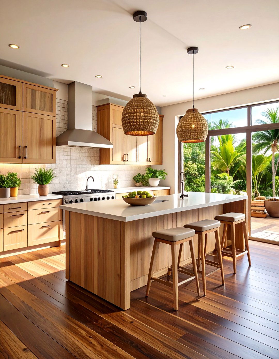 Tropical Modern Kitchen With Dark Wood Floors and Exotic Materials - 20 Kitchen With Dark Wood Floors