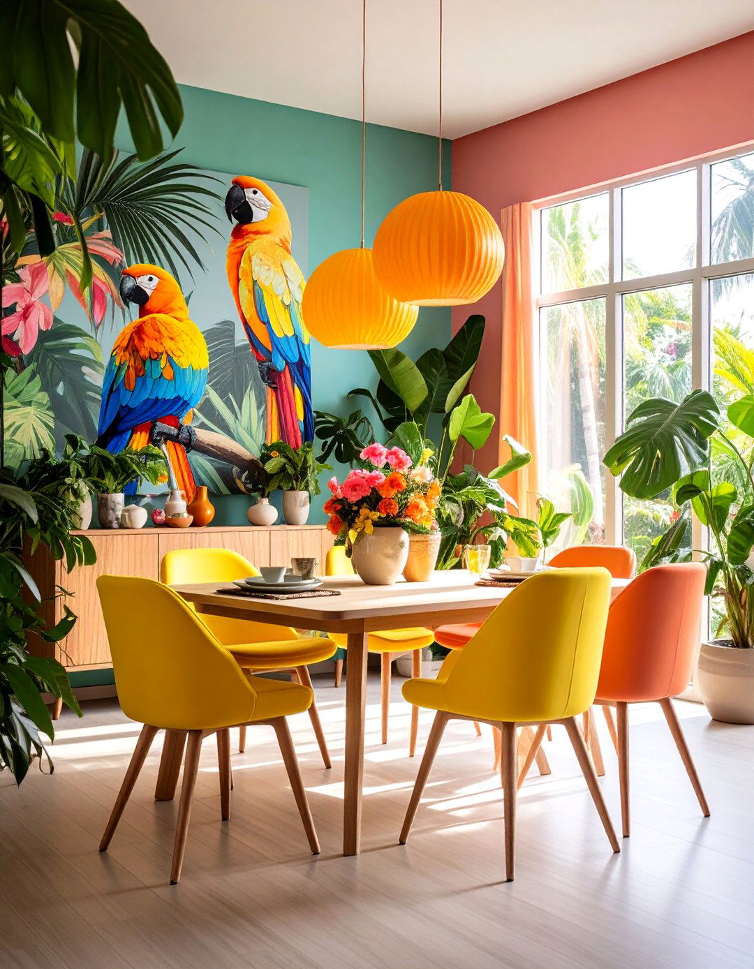 Tropical Paradise Colorful Dining Room Ideas - 20 Colorful Dining Room Ideas