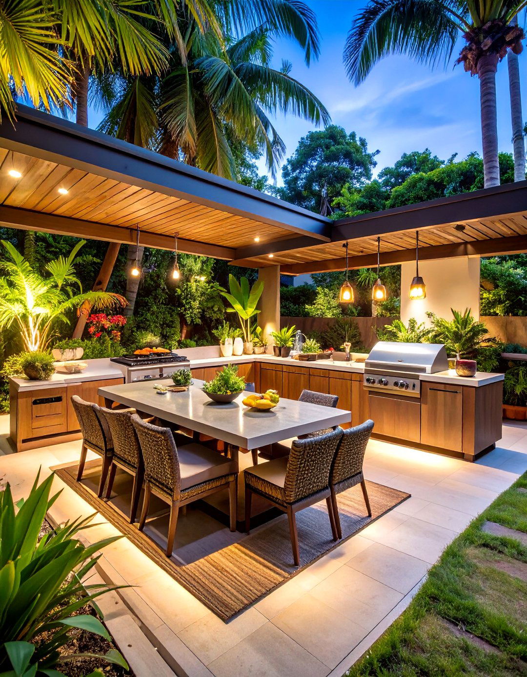 Tropical Paradise L Shaped Outdoor Kitchen - 20 L Shaped Outdoor Kitchen Ideas
