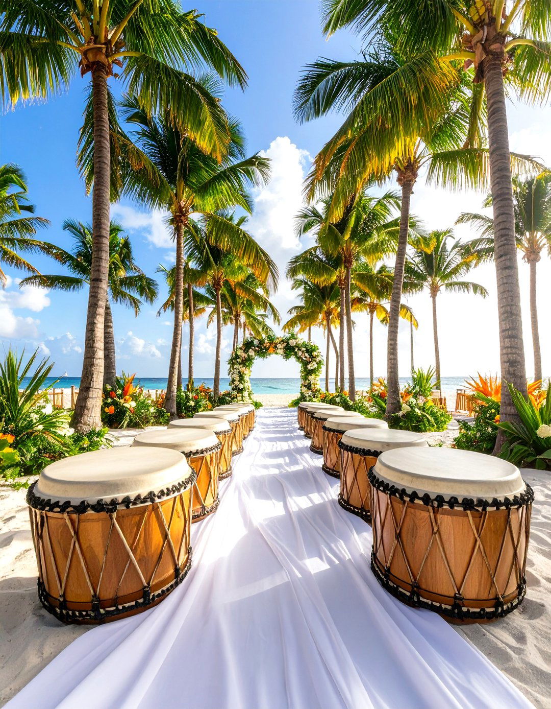 Tropical Paradise Wedding Entrance with Steel Drum Procession - 20 Wedding Entrance Ideas