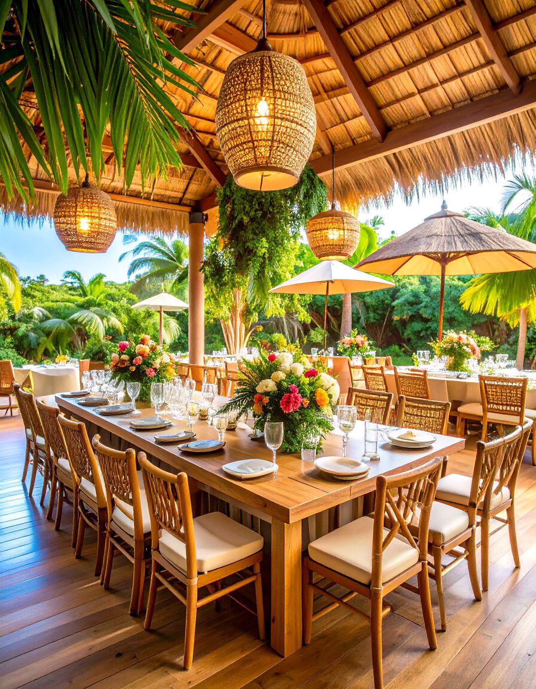 Tropical Paradise Wedding Reception with Lush Greenery - 20 Wedding Reception Ideas