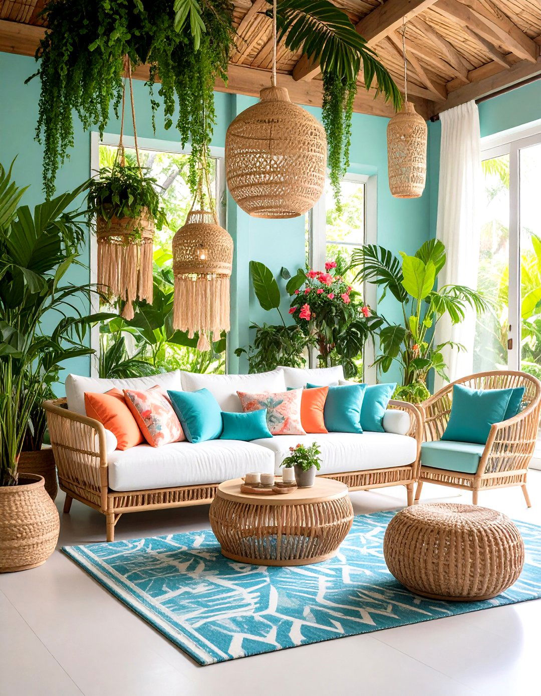 Tropical Paradise White Couch Escape - 20 White Couch Living Room Ideas