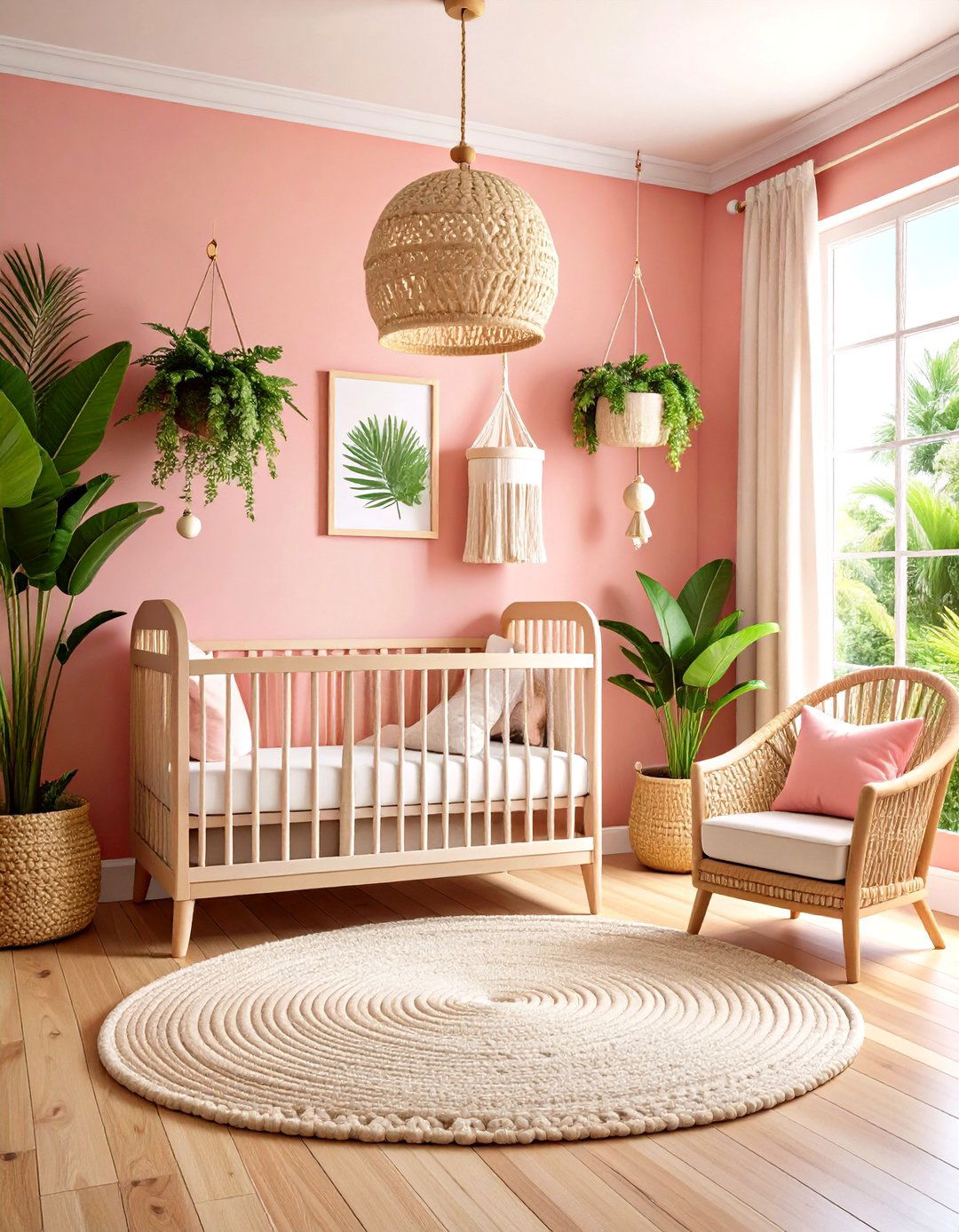 Tropical Pink Nursery with Island Vibes - 20 Pink Nursery Ideas