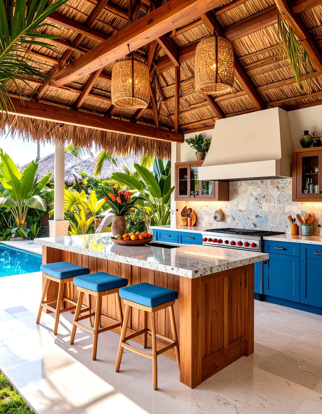 Tropical Resort Style Luxury Outdoor Kitchen Retreat - 20 Luxury Outdoor Kitchen Ideas