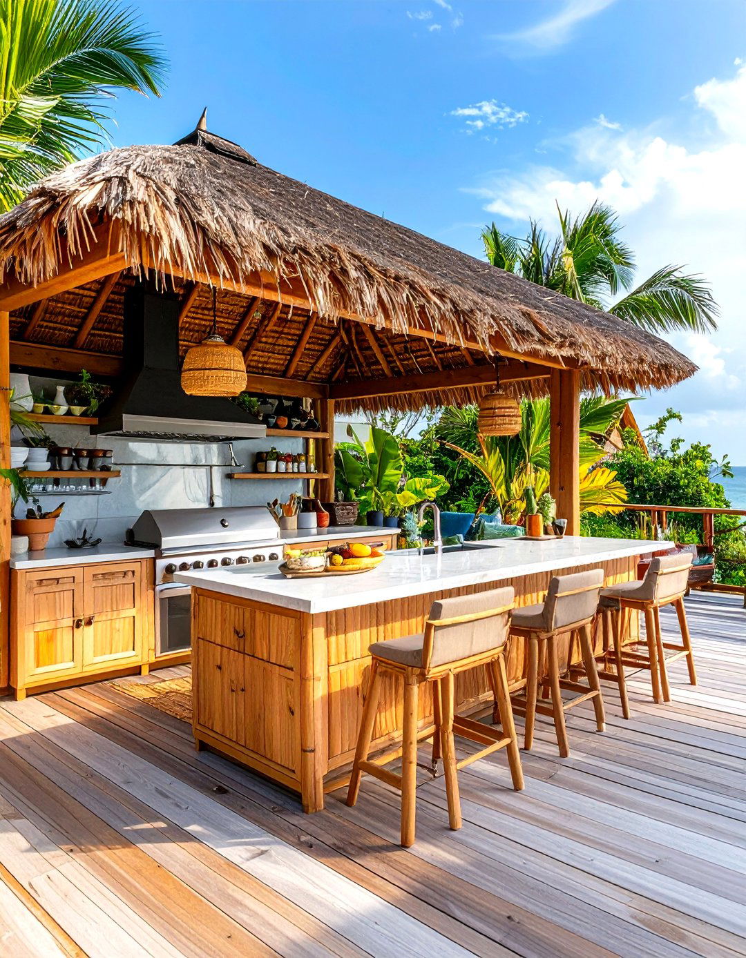 Tropical Resort Style Outdoor Kitchen on Deck - 20 Outdoor Kitchen on Deck