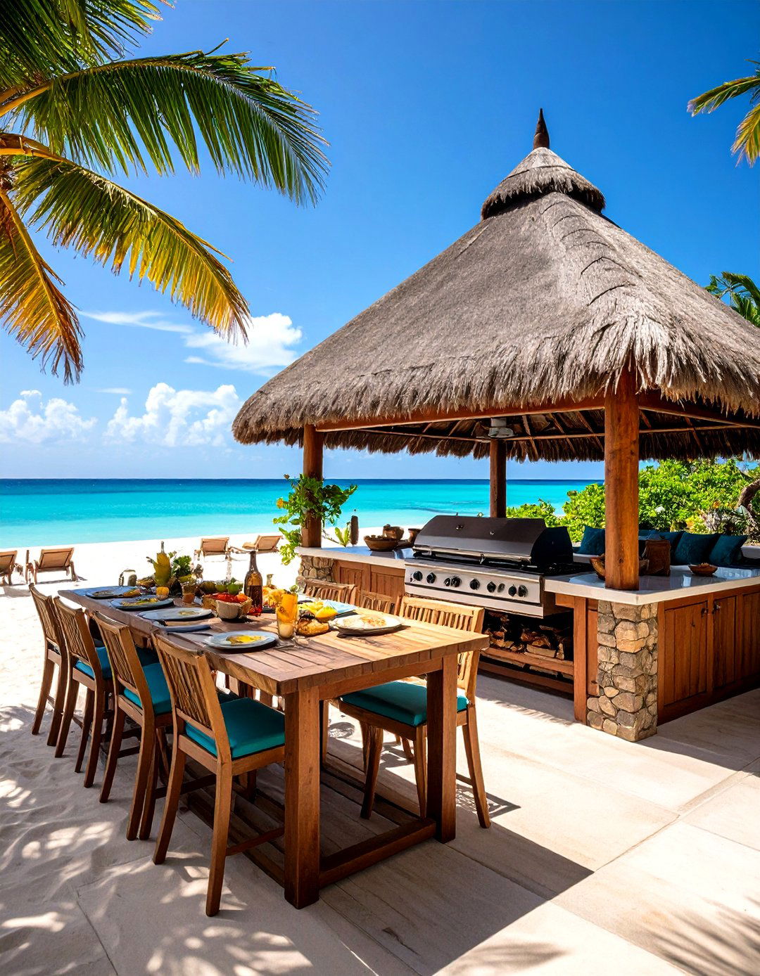 Tropical Thatched Mexican Outdoor Kitchen - 20 Mexican Outdoor Kitchen Ideas