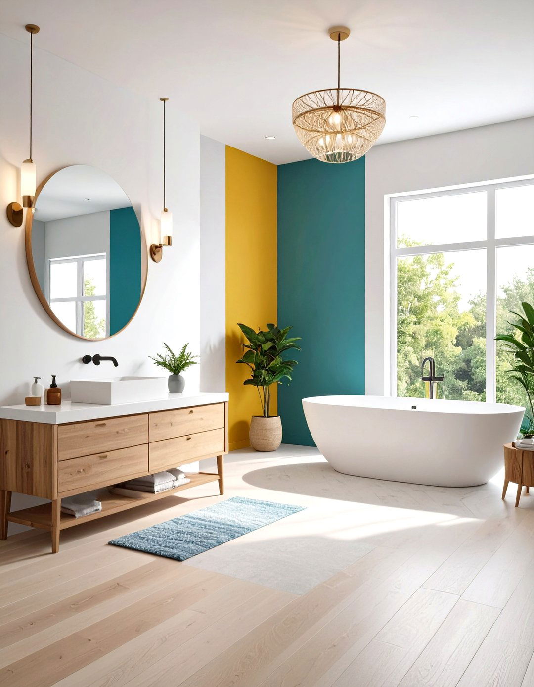 Try Color Blocked Walls to Sharpen Bathroom Geometry - 20 Eclectic Bathroom Ideas