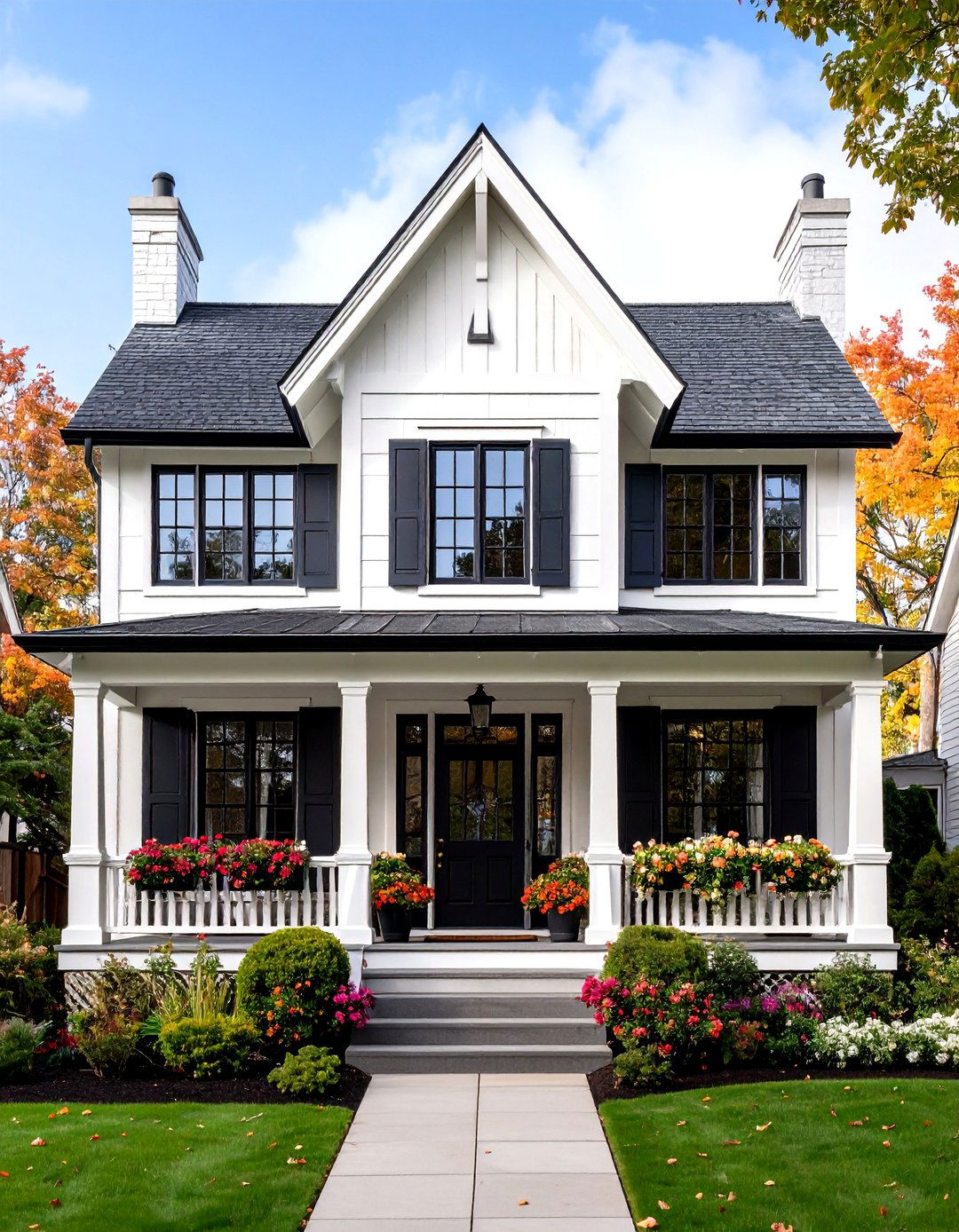 Tudor Revival House with Black Iron Style Windows - 20 Houses With Black Windows