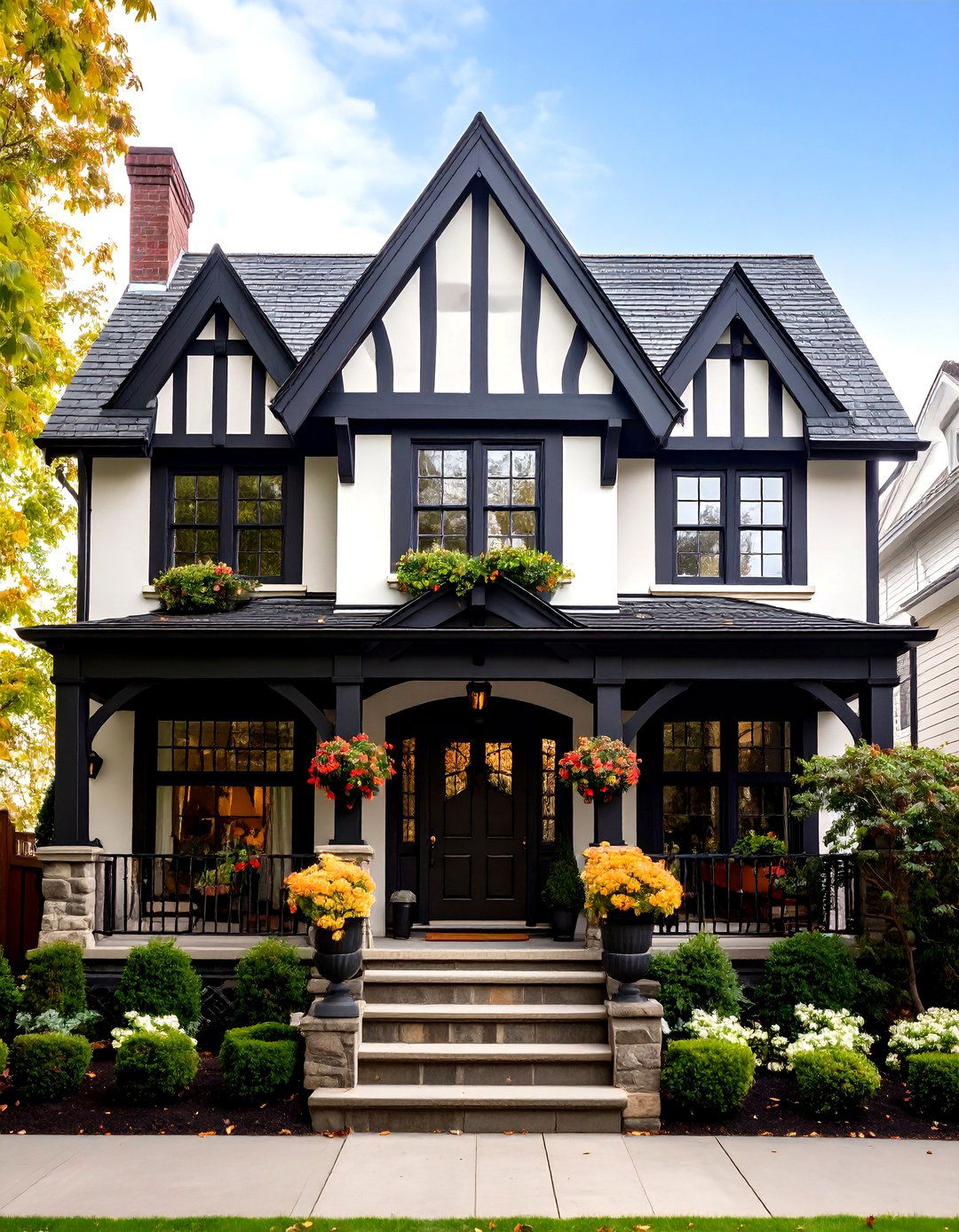 Tudor Revival House with Black Roof - 20 houses with black roofs
