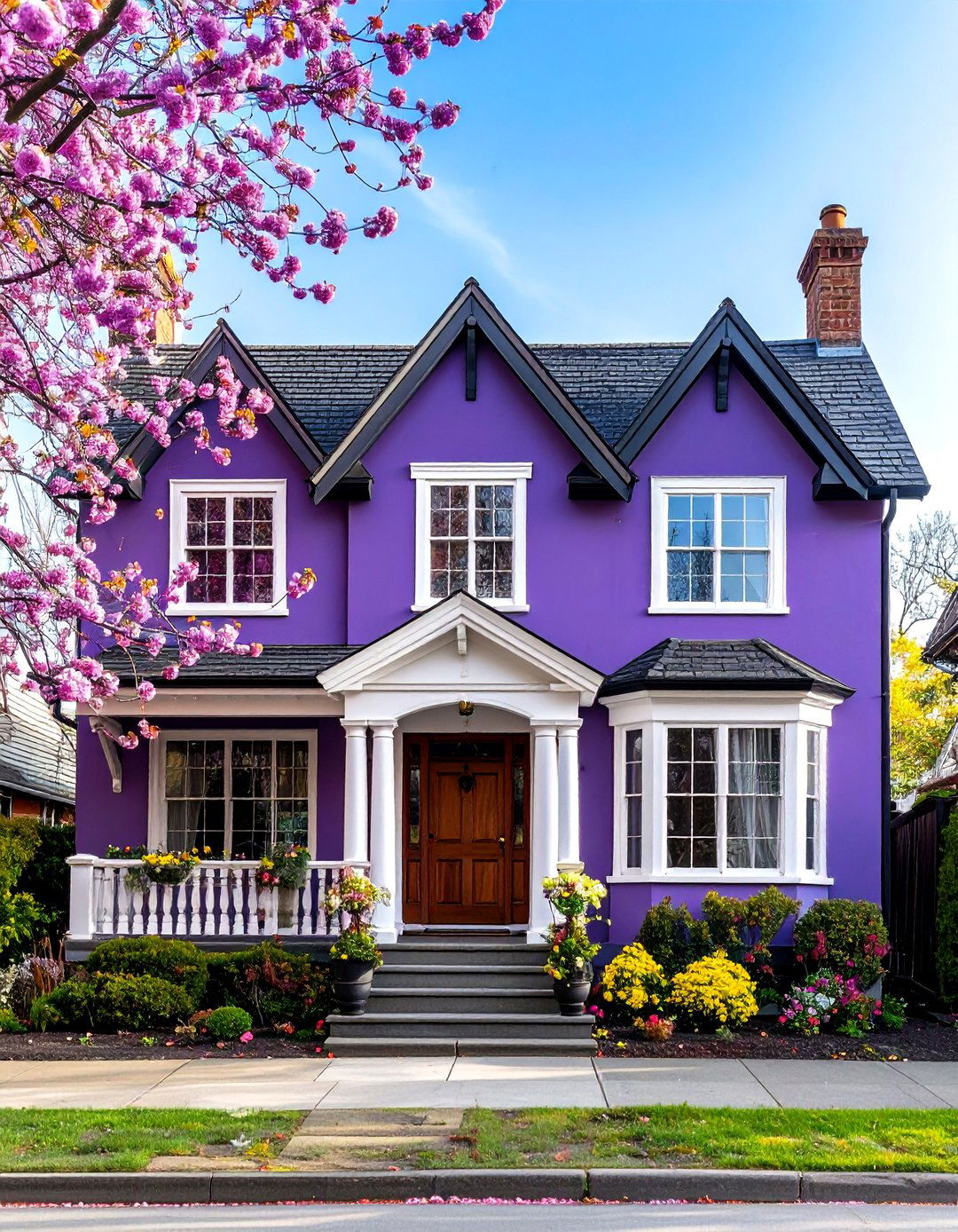 Tudor Style Violet Purple House Exterior - 20 Purple House Exterior Ideas