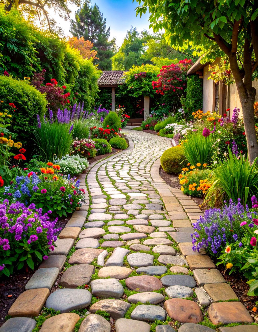 Tumbled Finish Cobblestone Walkway - 20 Cobble Stone Walkway Ideas